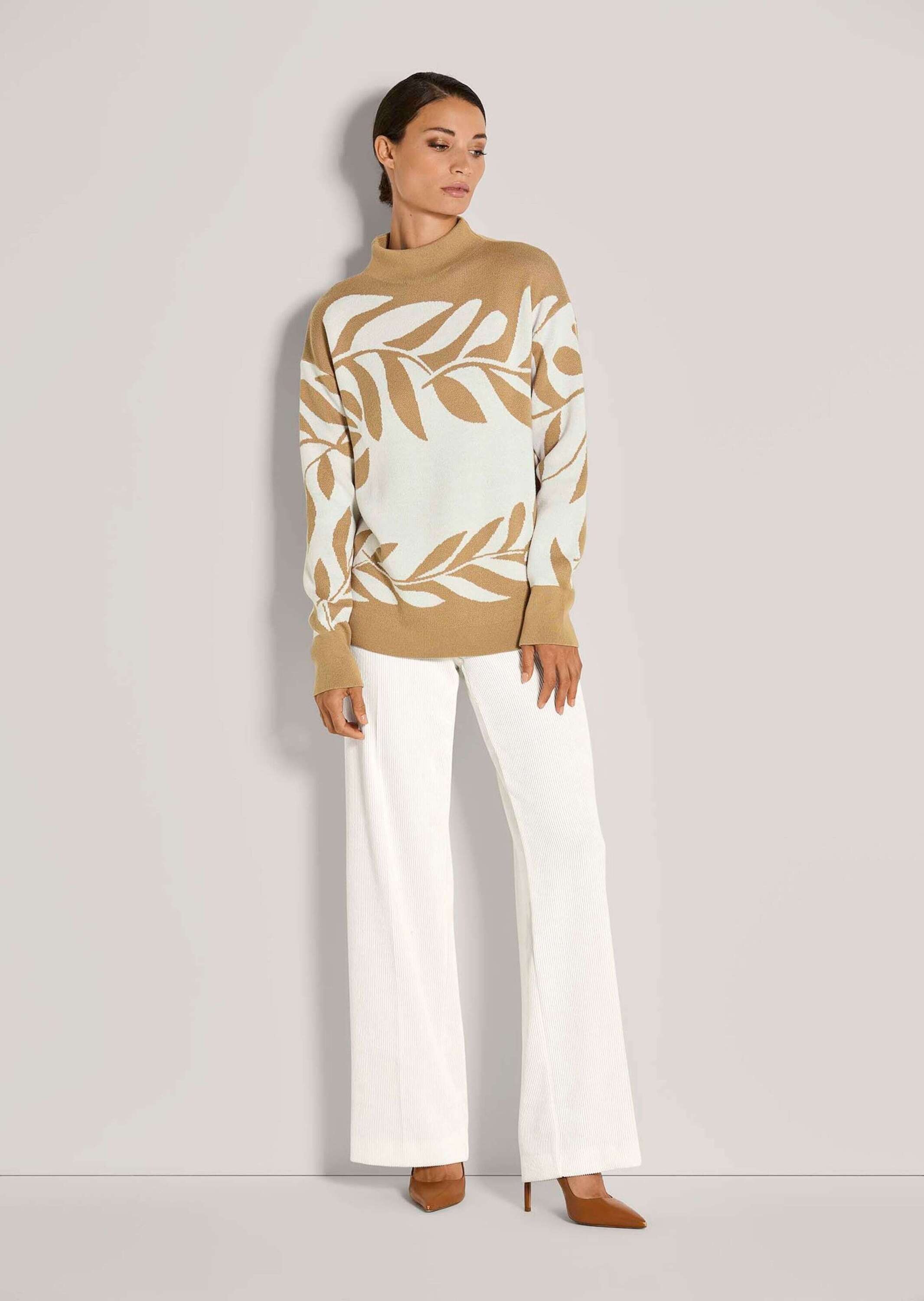 MADELEINE Longpullover "Jacquard-Pullover Moderner Winterpullover mit flora günstig online kaufen