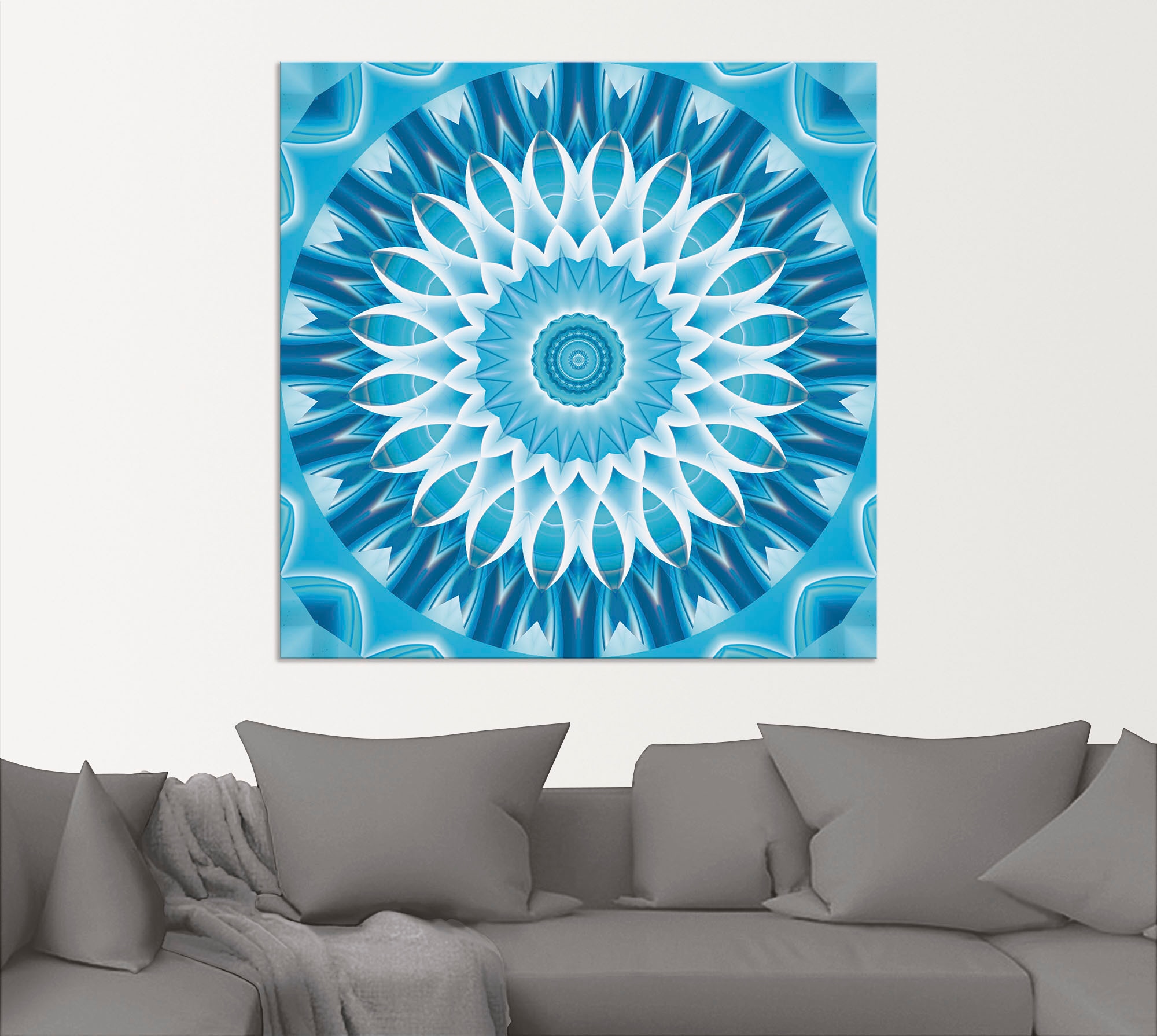 Artland Wandbild »Mandala blau Blüte«, Muster, (1 St.), als Leinwandbild in verschied. Größen