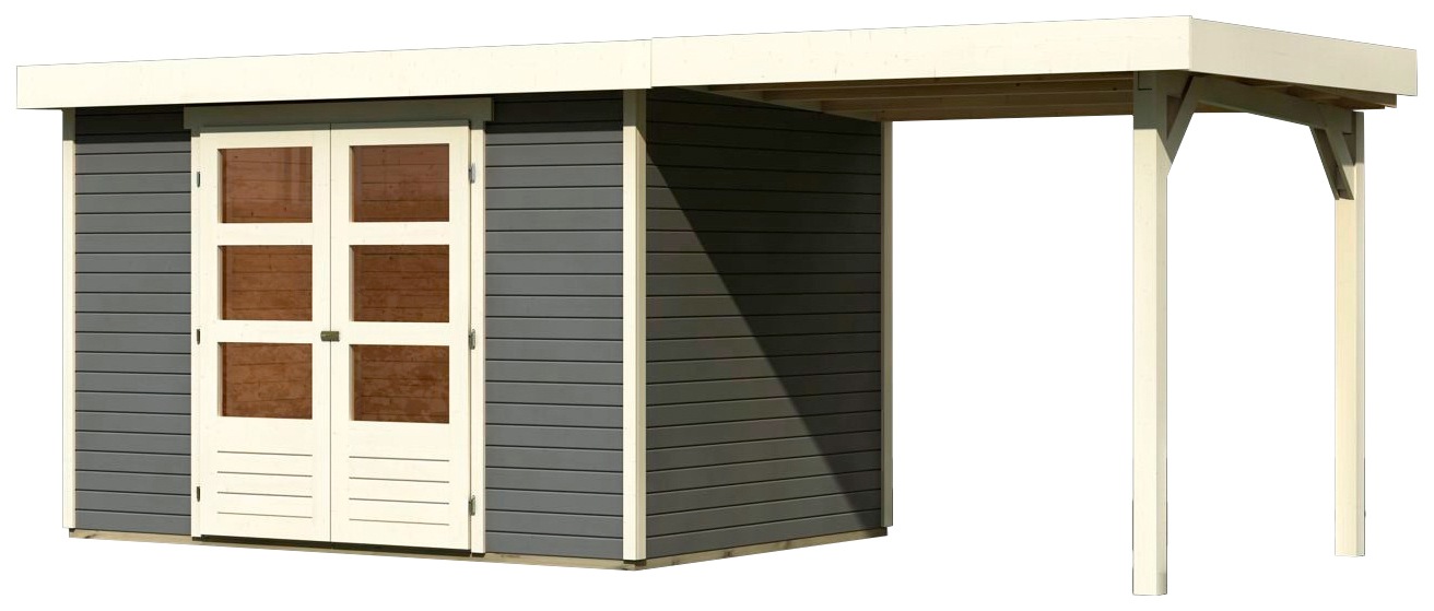 Karibu Gartenhaus "Arnis" mit Anbaudach 2,40 cm Breite günstig online kaufen