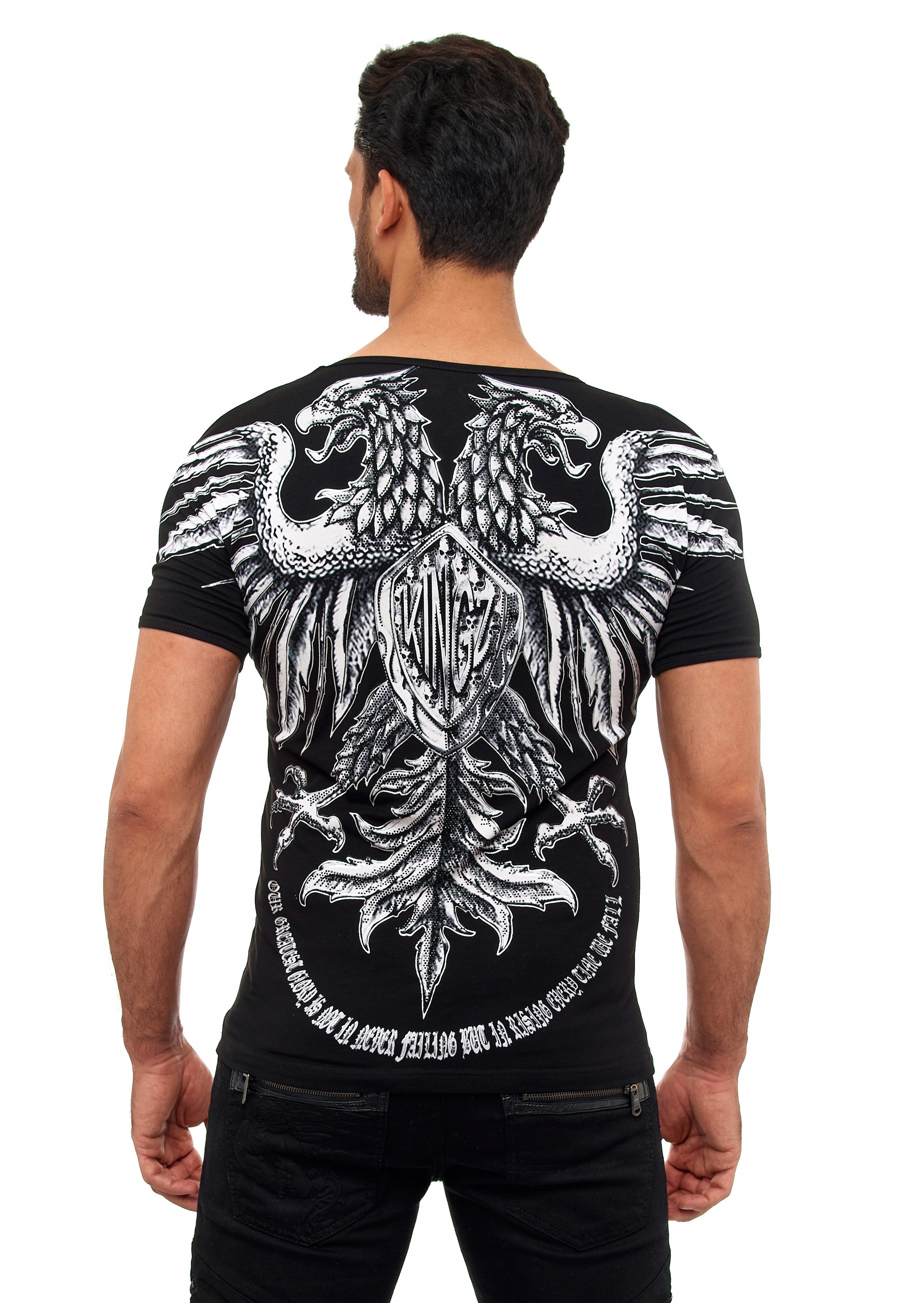 KINGZ T-Shirt, mit ausgefallenem Adler-Print