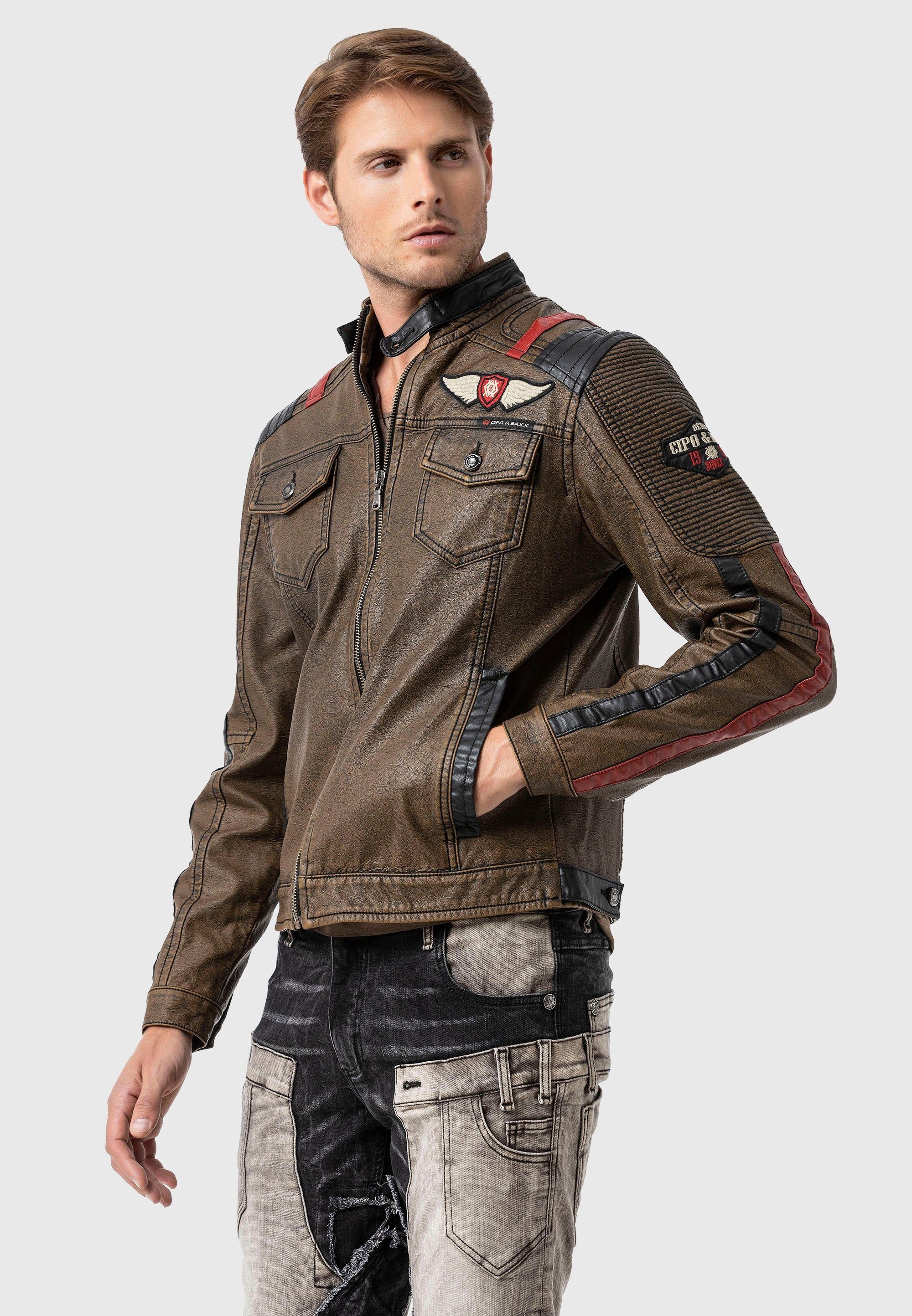 Cipo & Baxx Bikerjacke »Jacke«, ohne Kapuze, im Biker-Look