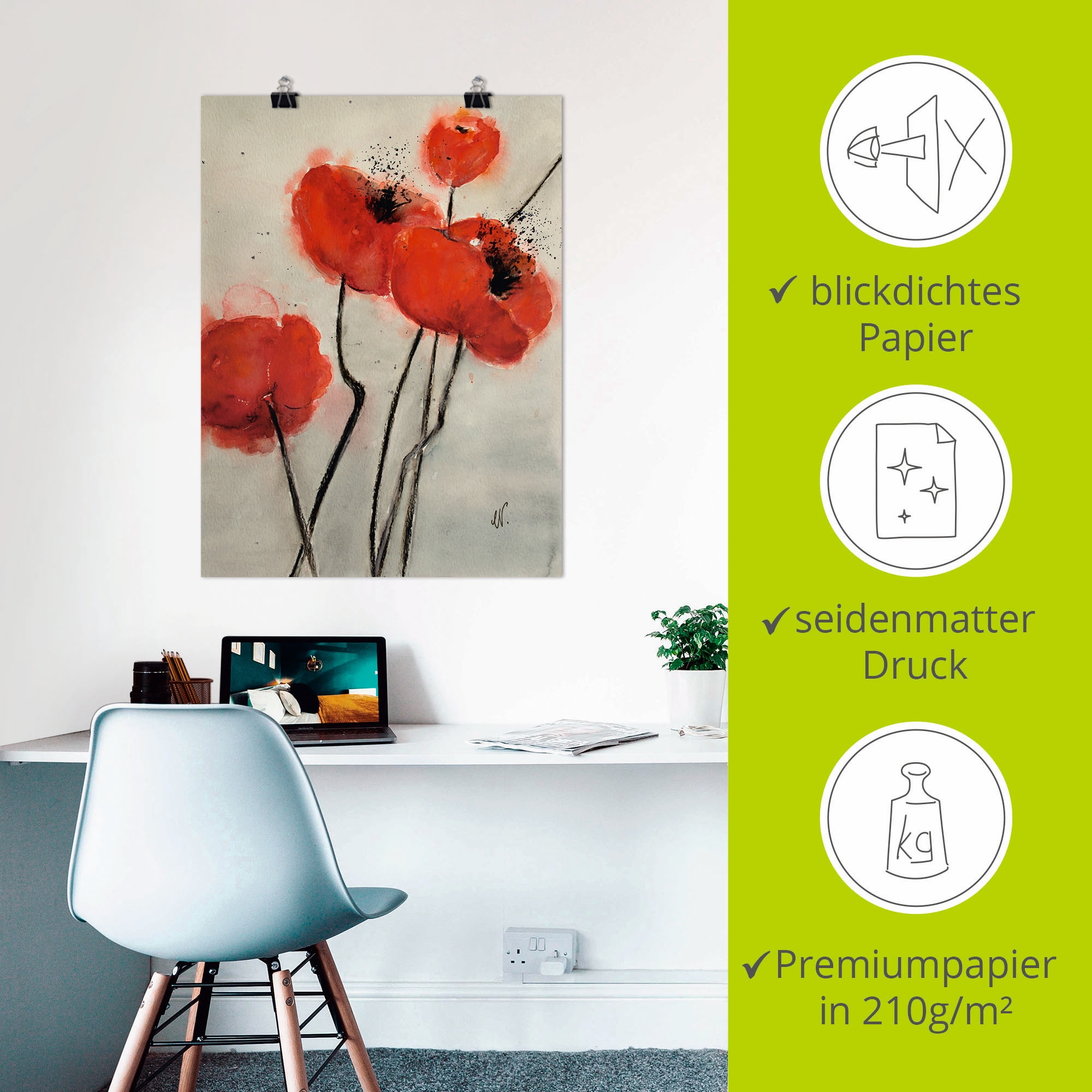 Artland Wandbild »Roter Mohn« Blumen 1 Stk. tlg. als Leinwandbild, Poster in verschied. Größen