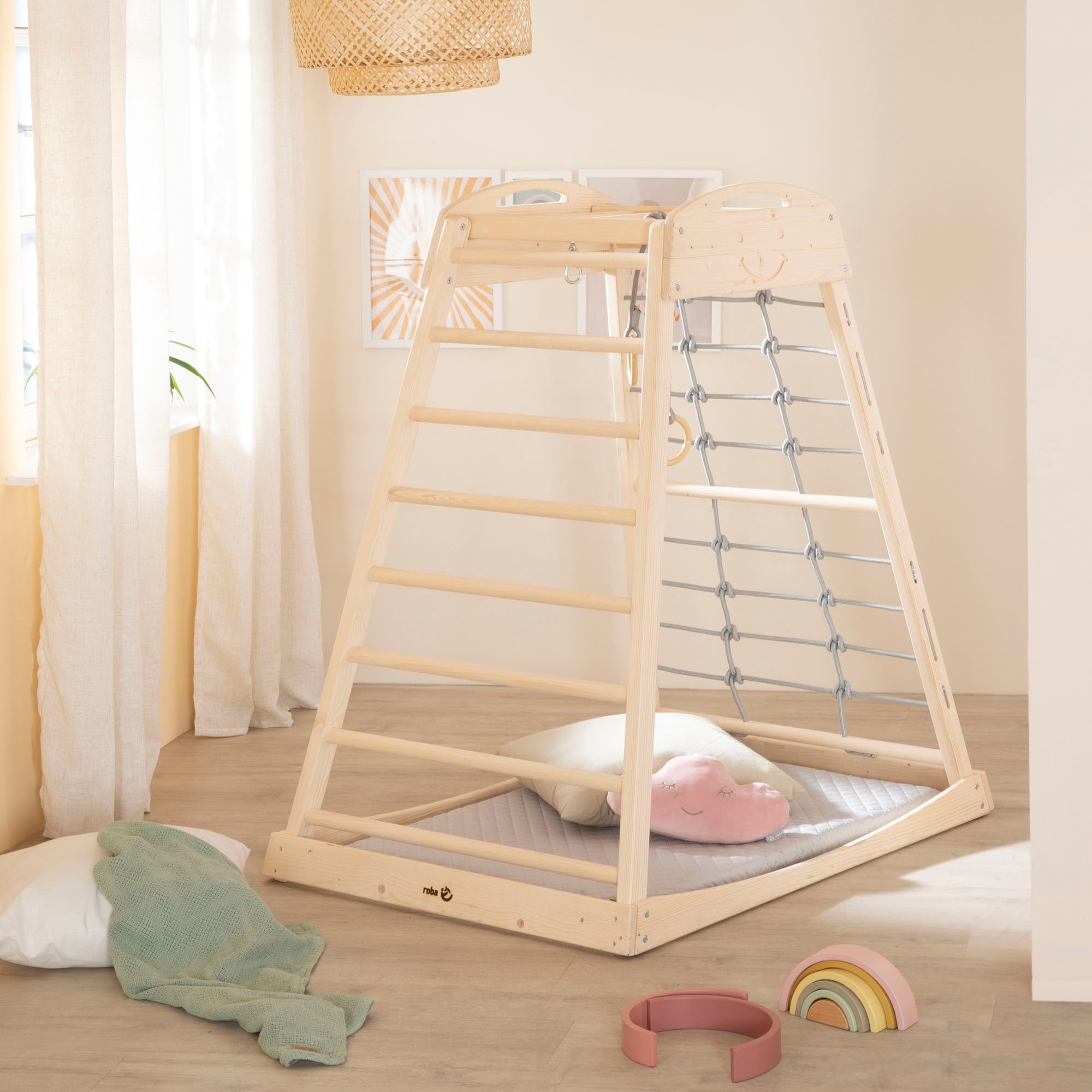 roba® Klettergerüst »Montessori Indoor Spielturm«, Belastbar bis 70 kg