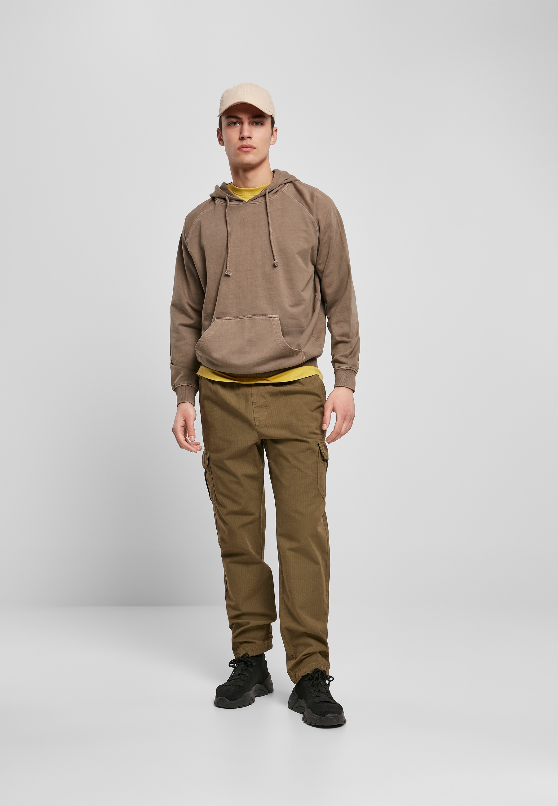 URBAN CLASSICS Rundhalspullover »Urban Classics Herren Overdyed Hoody« 1 Stk.