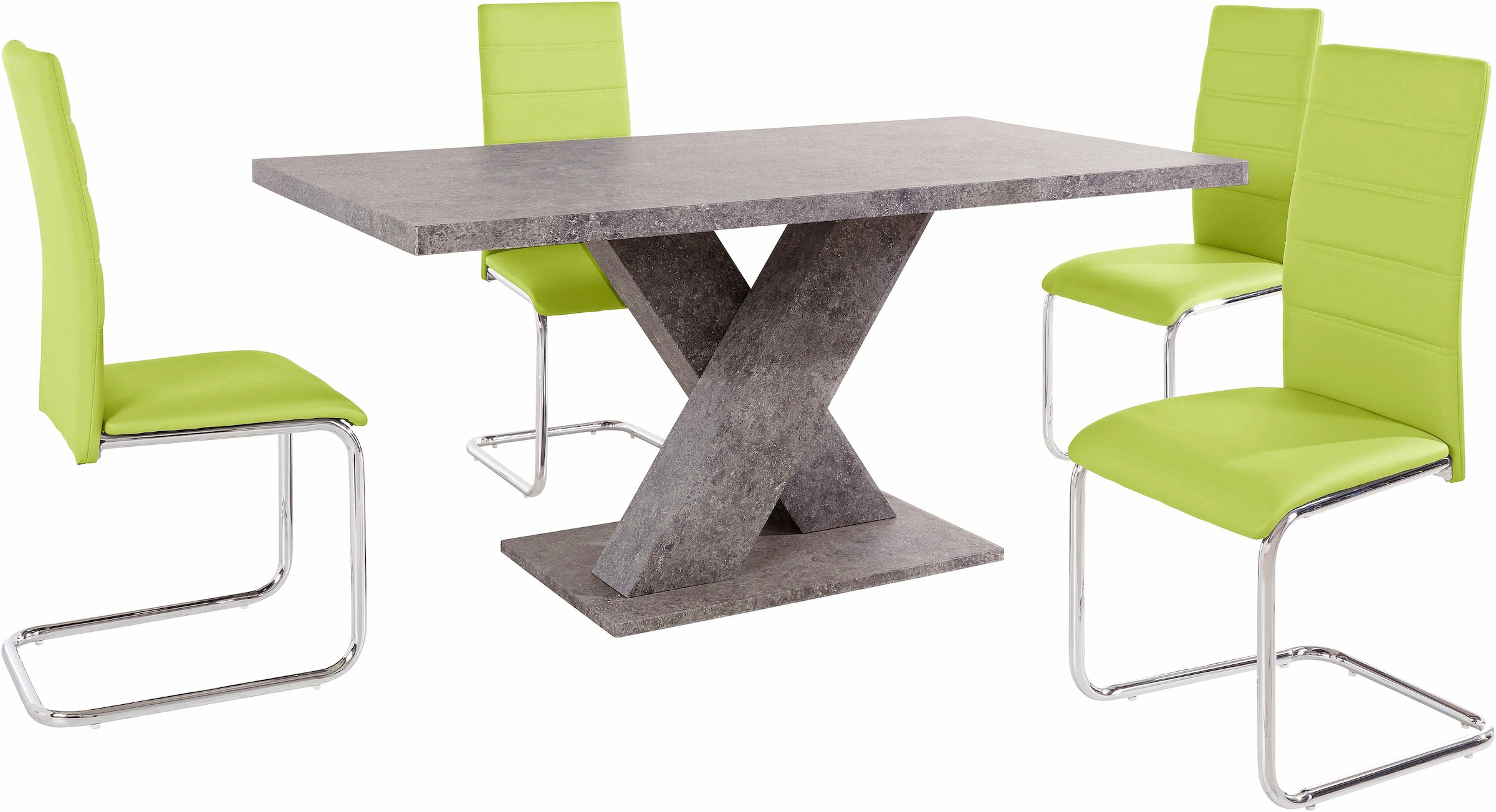 INOSIGN Essgruppe, (Set, 5 tlg.), mit 4 Stühlen und Tisch in Zement-Optik