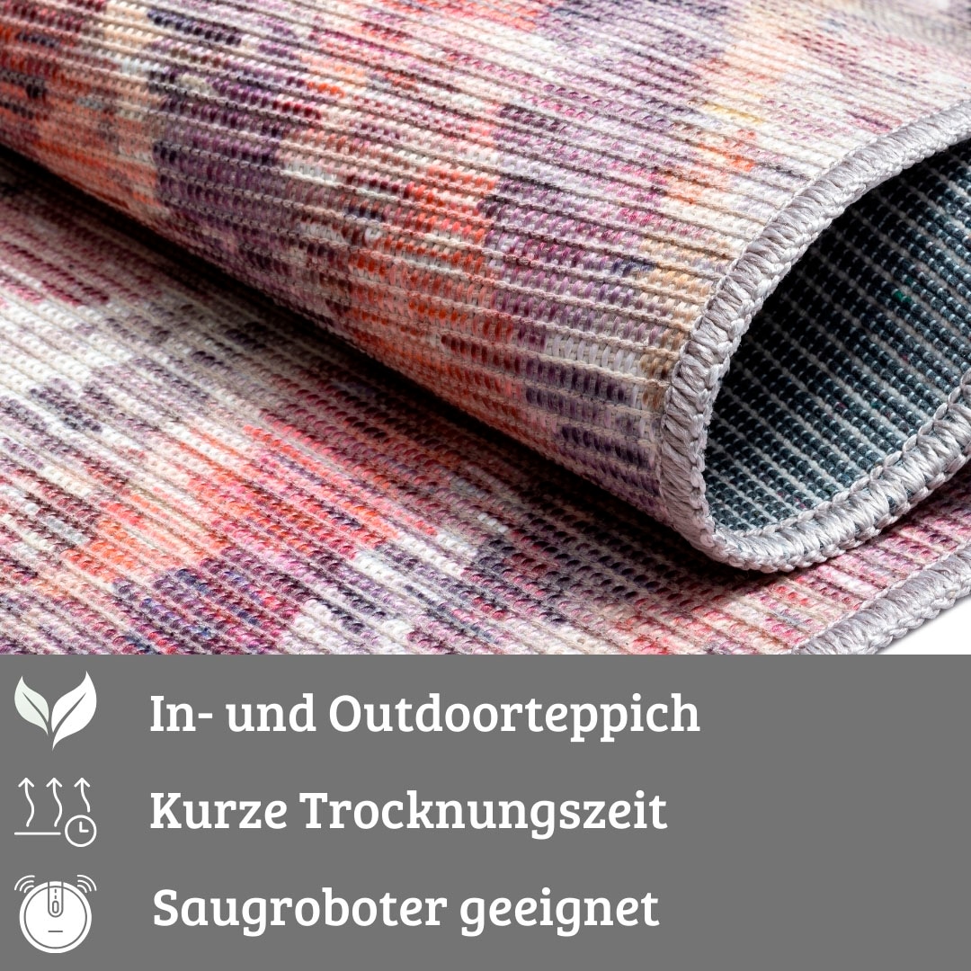 my home Teppich »Oryn«, rechteckig, 8 mm Höhe, Flachgewebe, modern kariert, In- und Outdoor geeignet