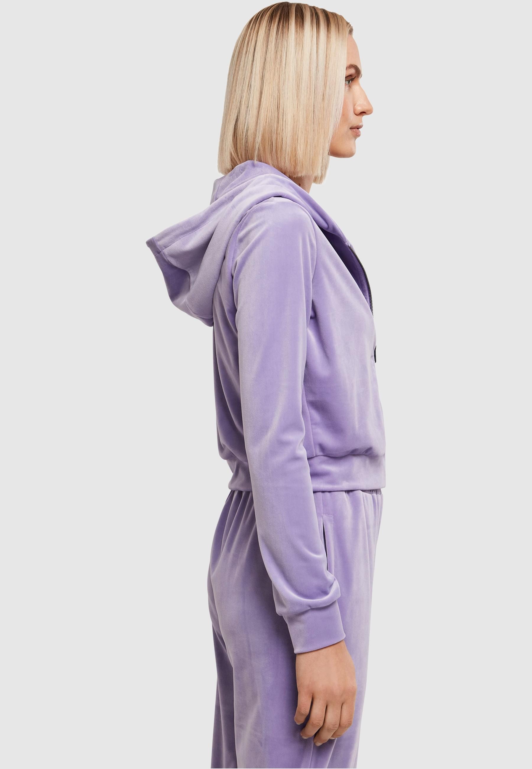 URBAN CLASSICS Sweatjacke »Urban Classics Damen Ladies Short Velvet Zip Hoody«