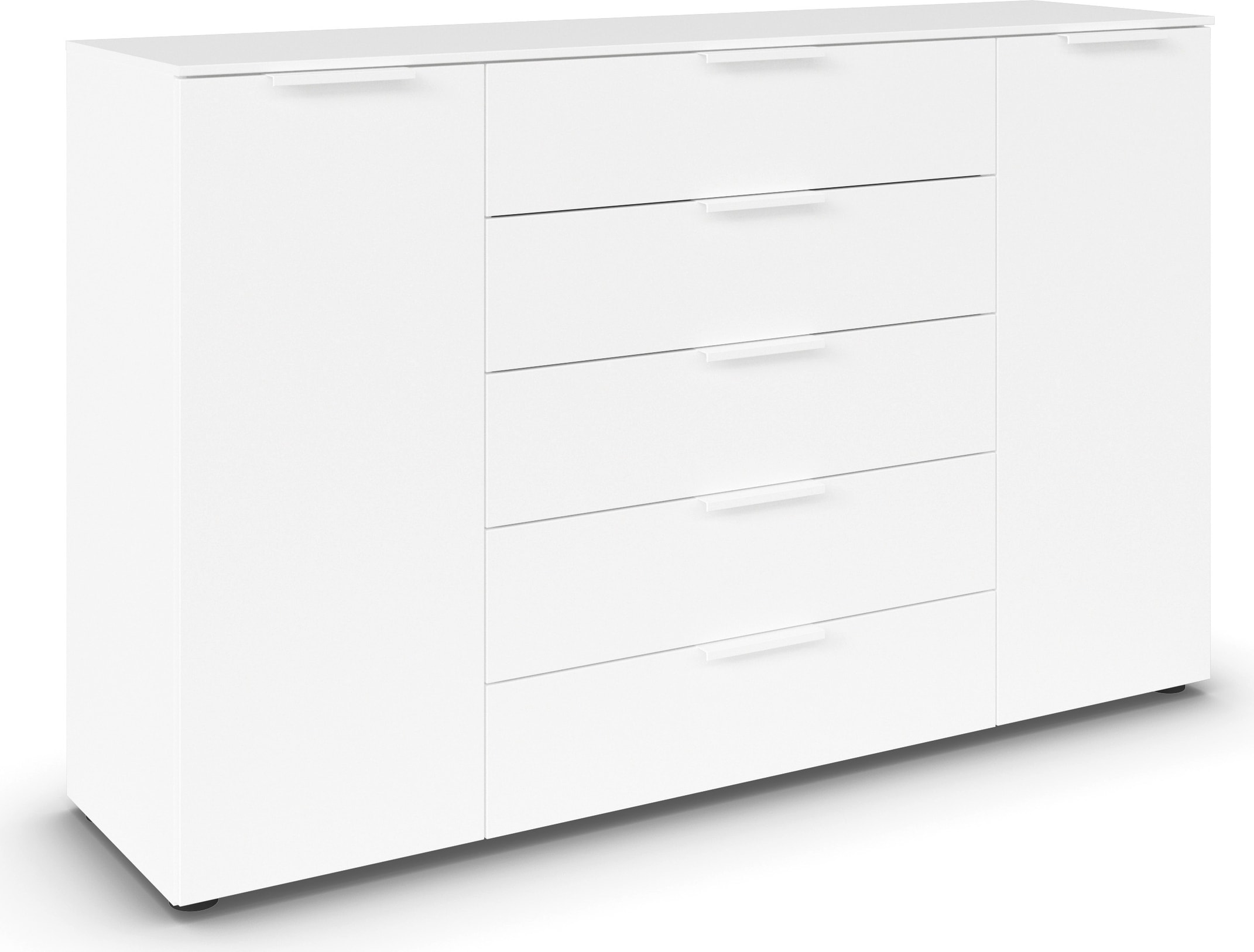 rauch Schubkastenkommode "Flipp Schubladenkommode Wäscheschrank Schrank" Breite 160/180 cm mit 4 Einlegeböden, 2-türig mit 5 Schubladen und Soft-Close-Funktion in zwei Breiten