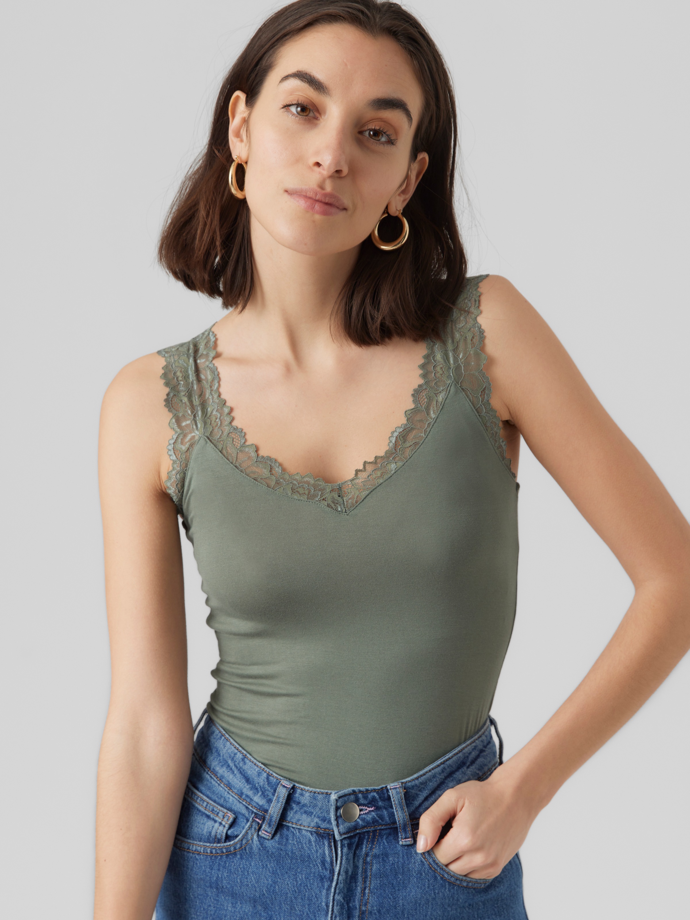 Vero Moda Spitzentop "VMROSA SL TOP JRS NOOS" Viskosemischung günstig online kaufen