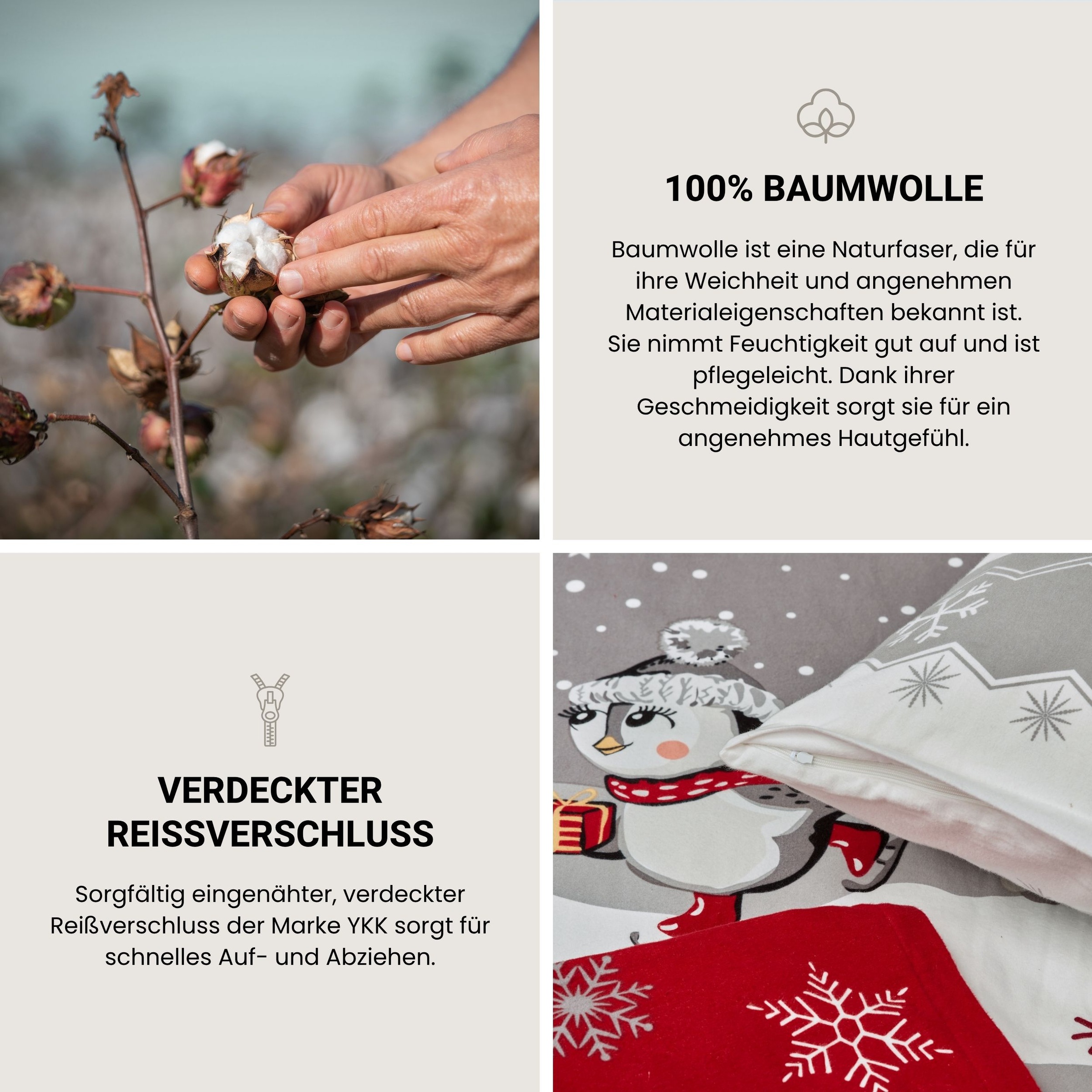 Schiesser Bettwäsche »Telso aus weicher Baumwolle mit süßen Pinguinen« 2 Stk. OEKO-TEX® MADE IN GREEN