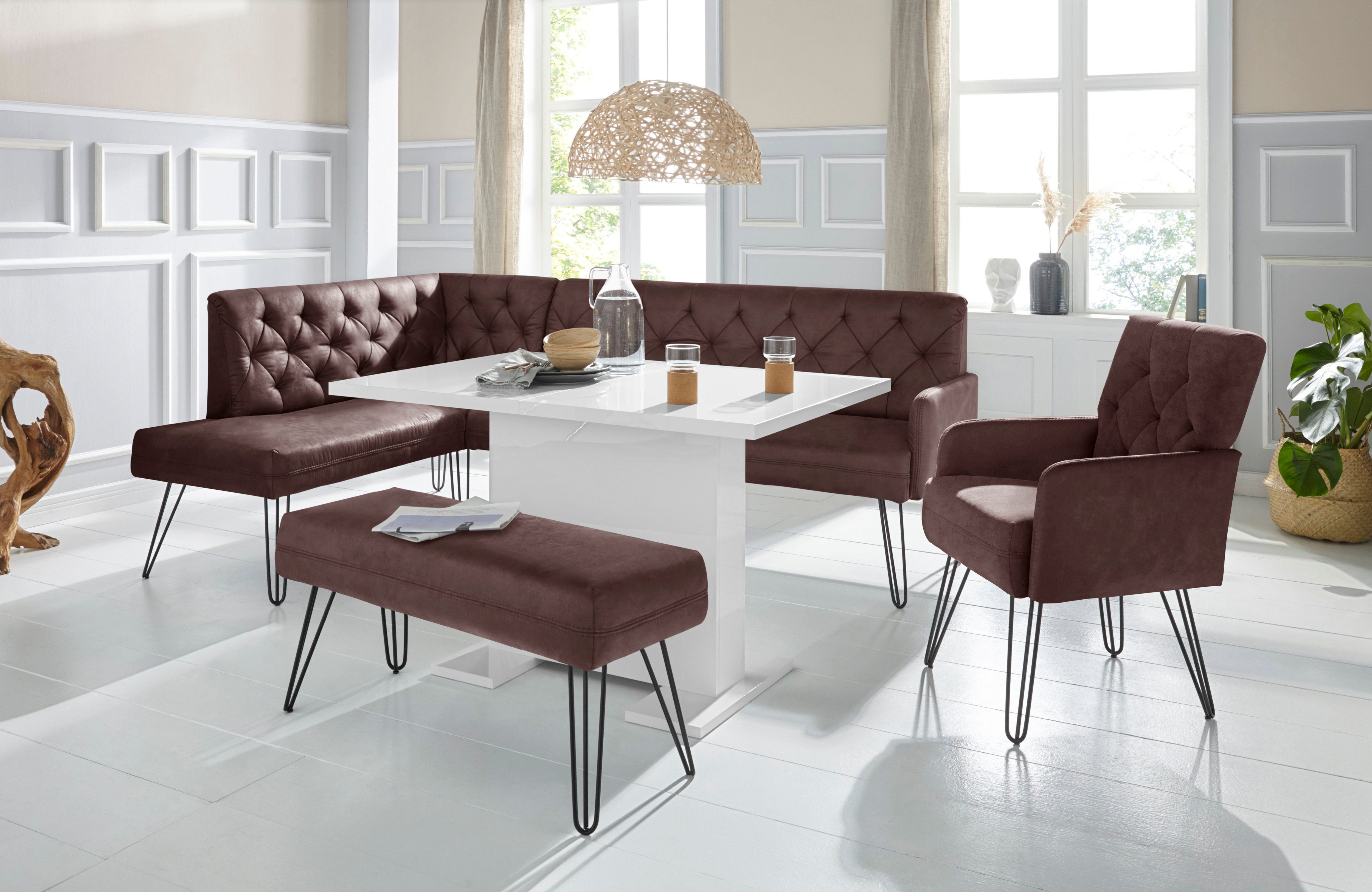exxpo - sofa fashion "Doppio, Chesterfield Optik, komfortabel und bequem, hohe Designfüße" Frei im Raum stellbar