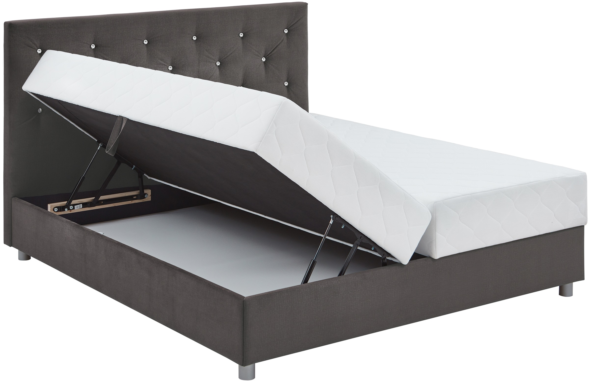 ATLANTIC home collection Boxbett »CELIA im hochwertiger Samtoptik«, mit Taschen-Federkernmatratze, Bettkasten und Strass-Steinen