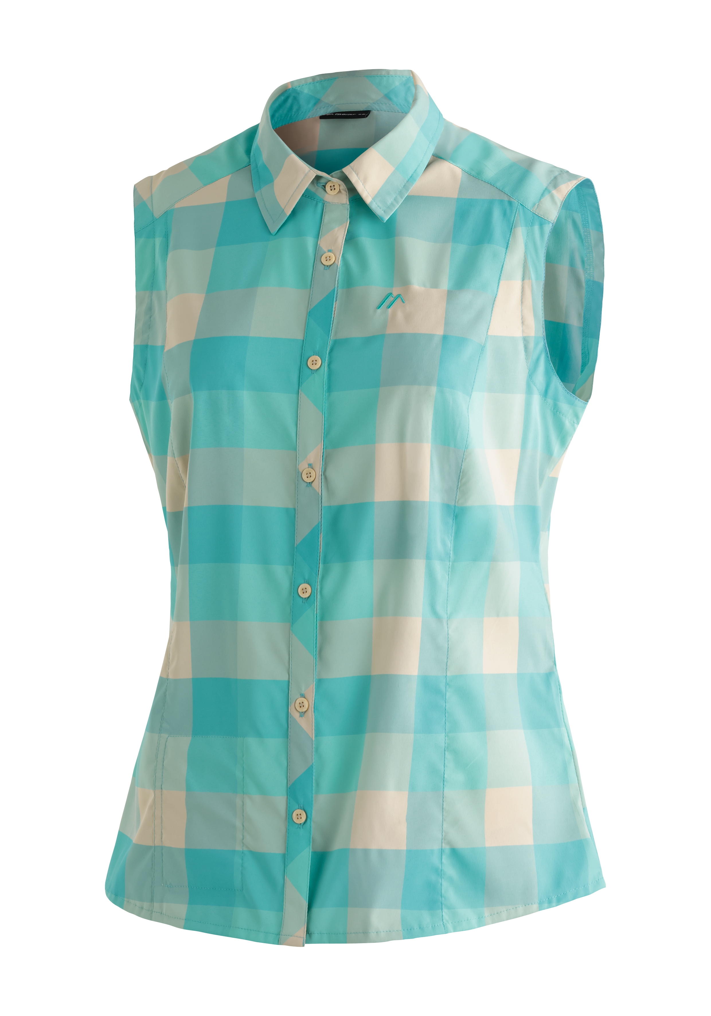 Maier Sports "Sana sleeveless" ärmellose Damen Bluse, sommerliches Blusen-Shirt, Karobluse, Reg. Fit