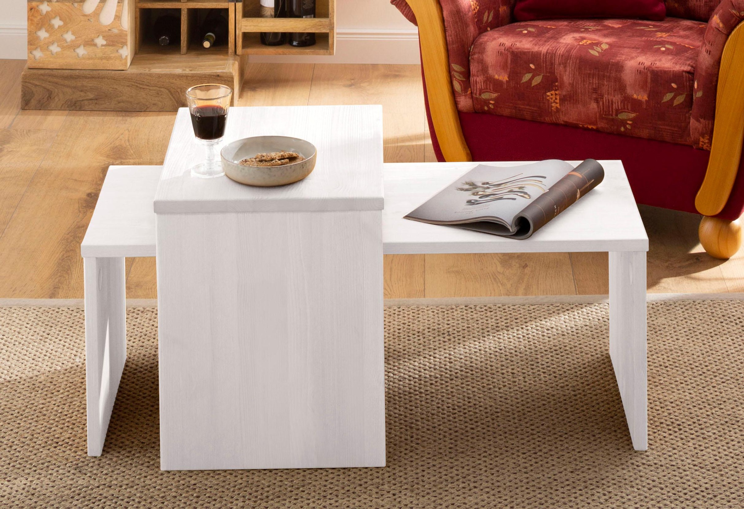 Home affaire Couchtisch »Leinz«, (Set, 2 St.), aus Kiefer, Tischplatten in zwei Stärken erhältlich, Breite 100 cm