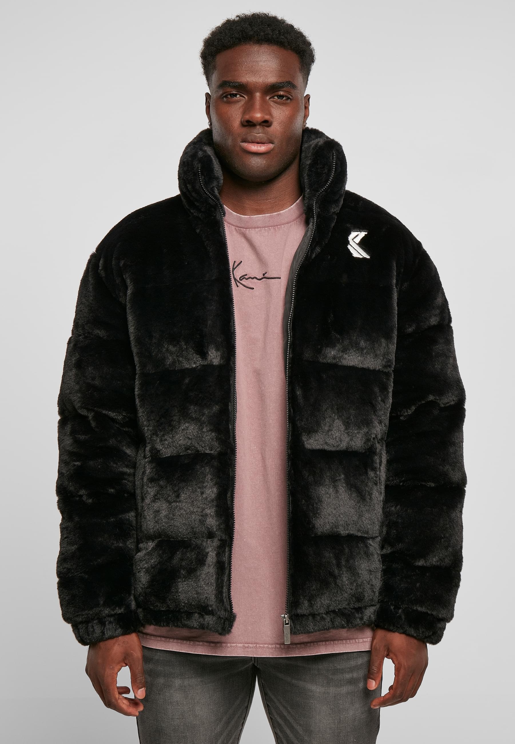 Karl Kani Winterjacke »Karl Kani Herren KM214-014-1 OG Fake Fur Puffer Jacket black«, (1 St.), ohne Kapuze