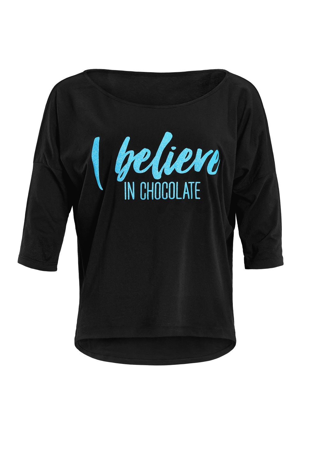 60 3/4-Arm-Shirt "MCS001 ultra leicht" mit Neon blauem Glitzer-Aufdruck günstig online kaufen