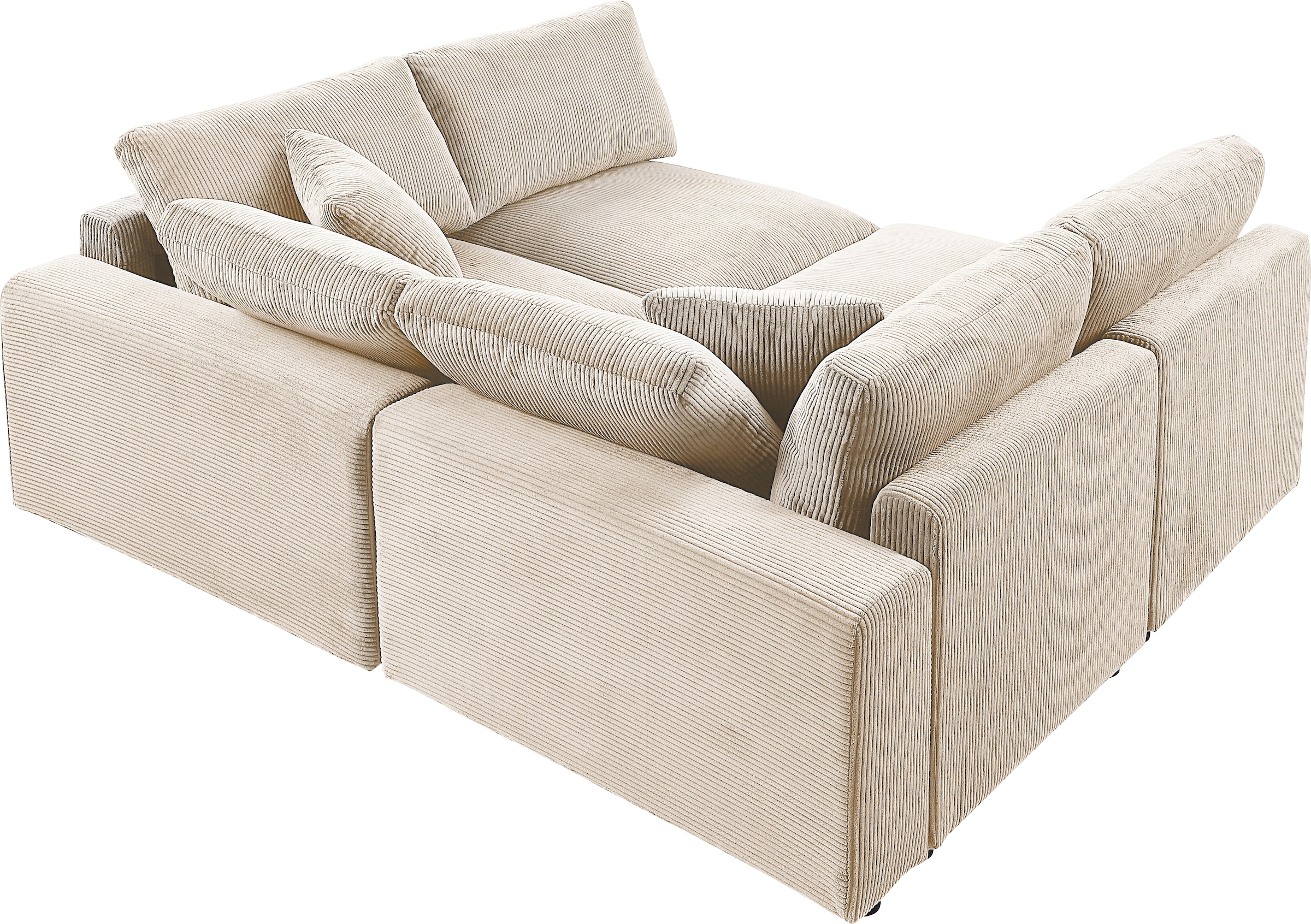 RAUM.ID 4-Sitzer »Bennid, XXL-Modulsofa mit vielen individuellen Stellmöglichkeiten«, (Set, 4 St.), inklusive 2 großen & 2 kleinen Zierkissen im flauschigen Cord