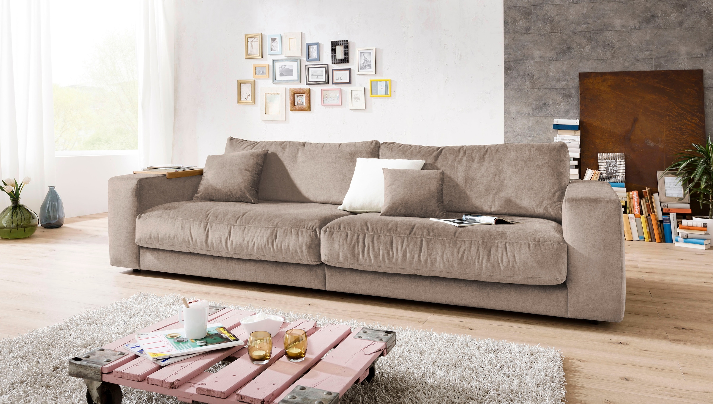 3C Candy Big-Sofa "Enisa II" incl. 1 Flatterkissen, Wahlweise mit Flecken-Schutz-Bezug Easy care