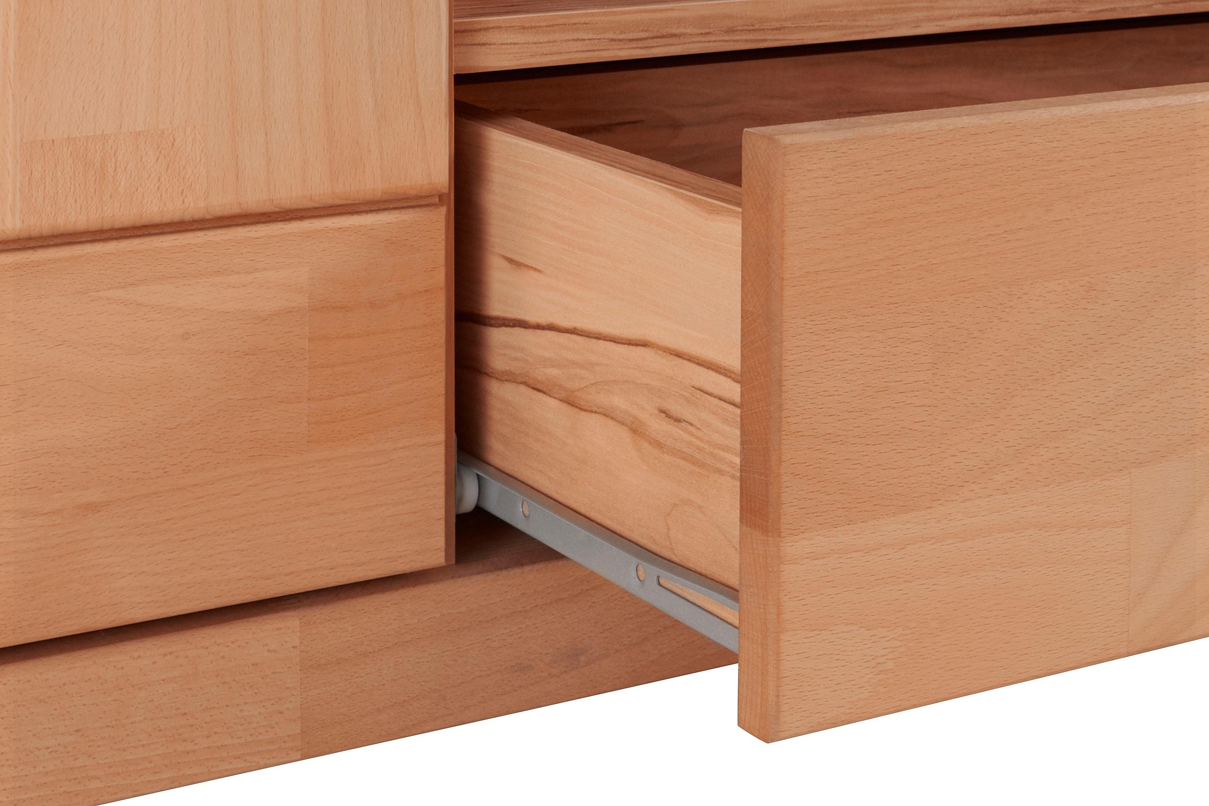 Home affaire Lowboard »Ribe,160cm breit, Fronten Massivholz,6 Fächer,Kabeldurchführung«, Korpus Holzwerkstoff,Glaseinsatz aus gehärtetem Glas,Böden versetzbar