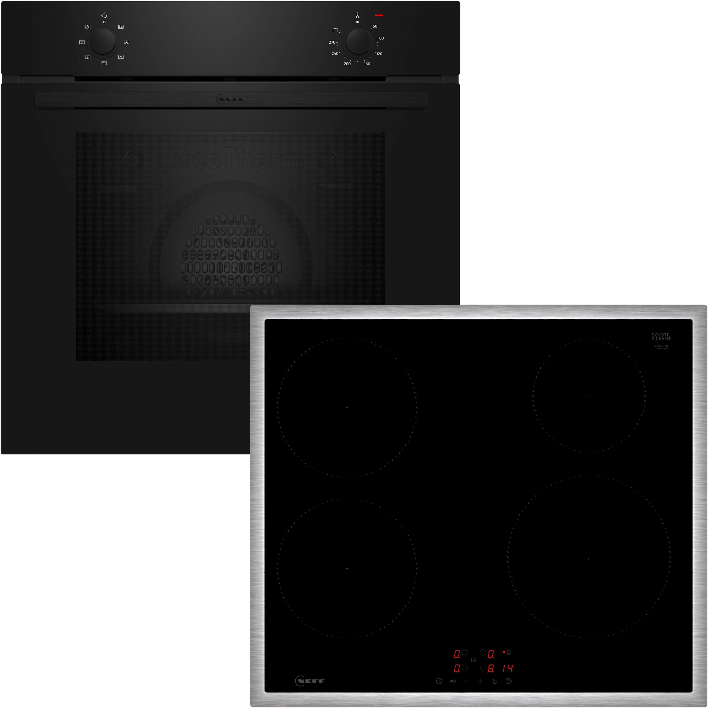 NEFF Backofen-Set "BX16IB", schwarz, Herdsets, CircoTherm auf 3 Ebenen & Touch Control mit schneller Powerstufe