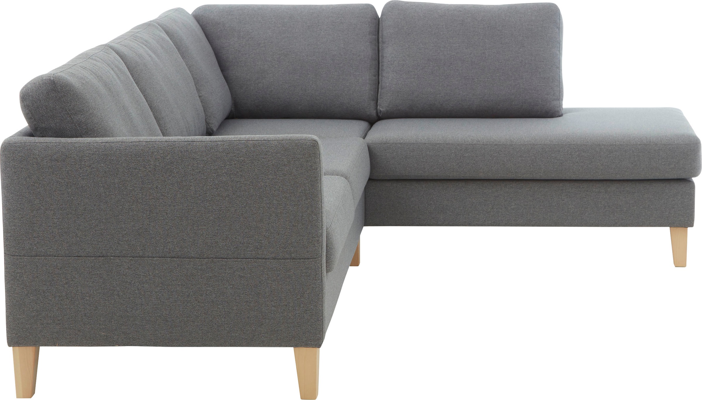 ATLANTIC home collection Ecksofa »Mailo L-Form«, mit Seitentaschen und Ottomane, mit Massivholzfüßen