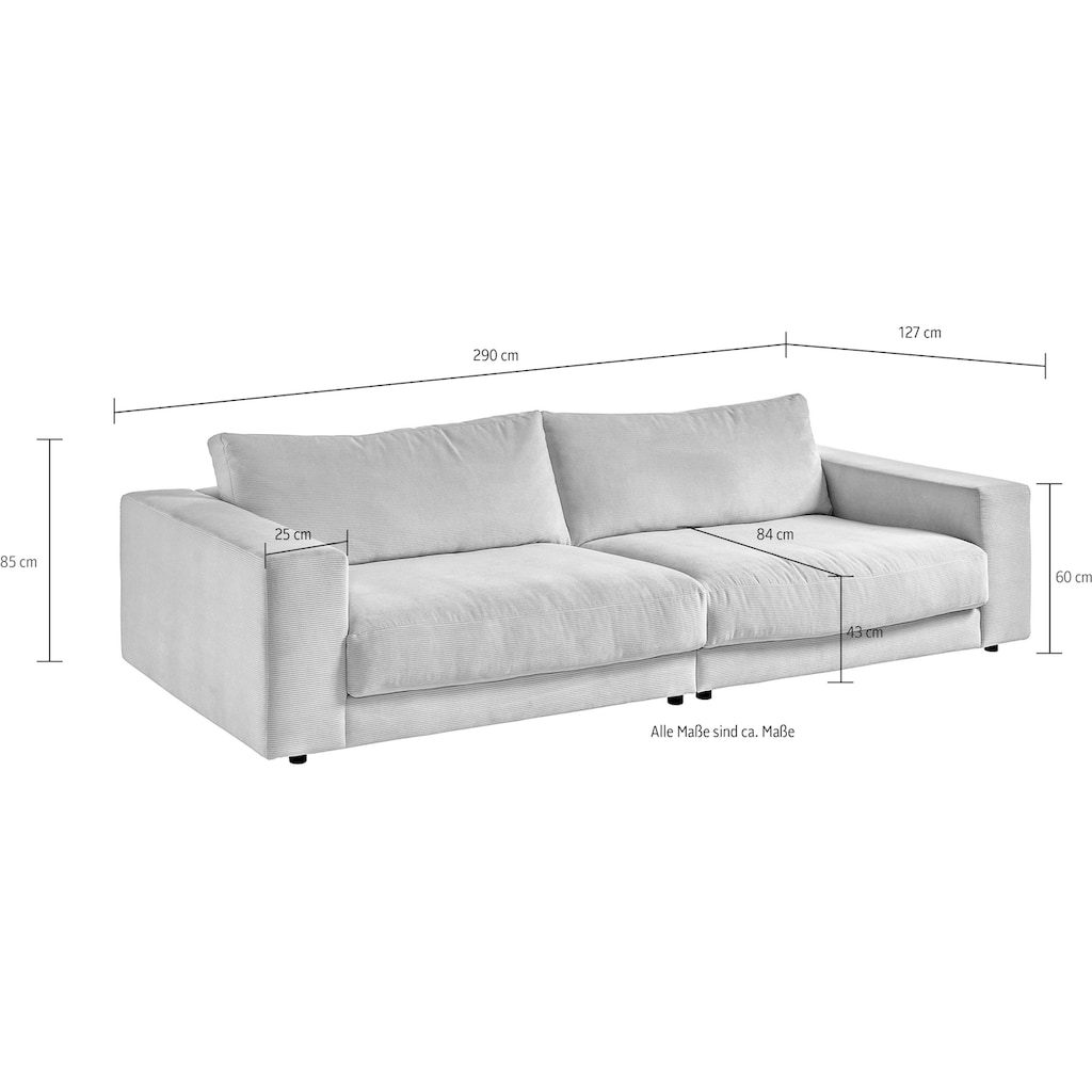 3C Candy Big-Sofa »Enisa, legere Polsterung B/T/H: 290/127/85 cm«, Zeitloses und stylisches Loungemöbel, in Fein- und Breitcord