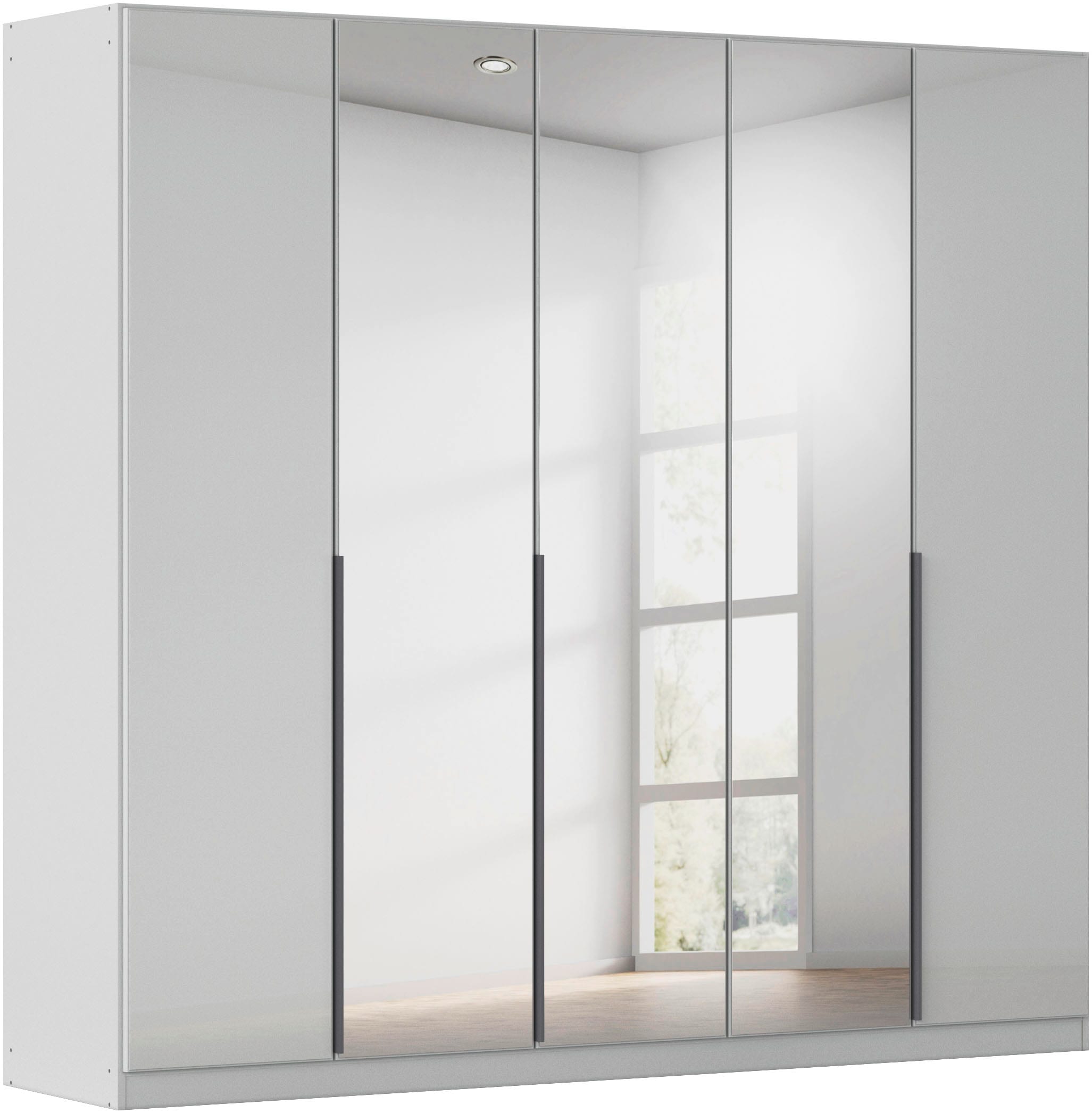 OTTO home Drehtürenschrank "Kleiderschrank Schrank Garderobe AGORDO mit Glasfront und Spiegel" in zwei Griff-Farben, Breiten 91-405 cm, durchdachte Innenausstattung, in 8 Breiten und 2 Höhen MADE IN GERMANY
