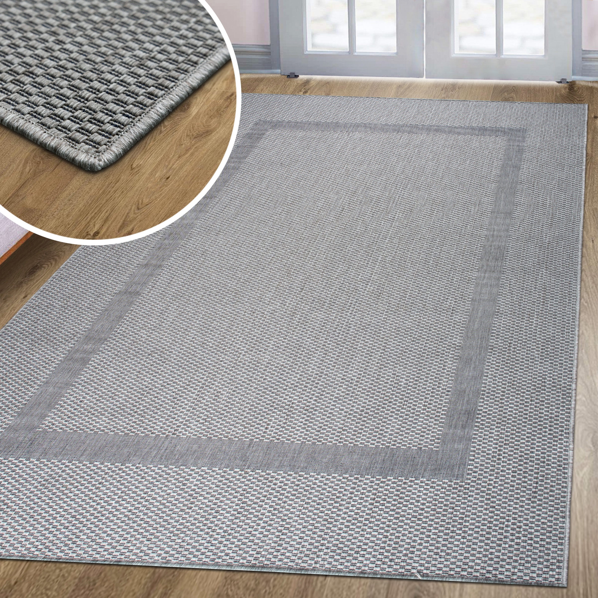 my home Teppich »Venedig Bordüre auch als Läufer erhältlich«, rechteckig, 3 mm Höhe, In- und Outdoor geeignet, Sisal-Optik, Wetterfest & UV-beständig