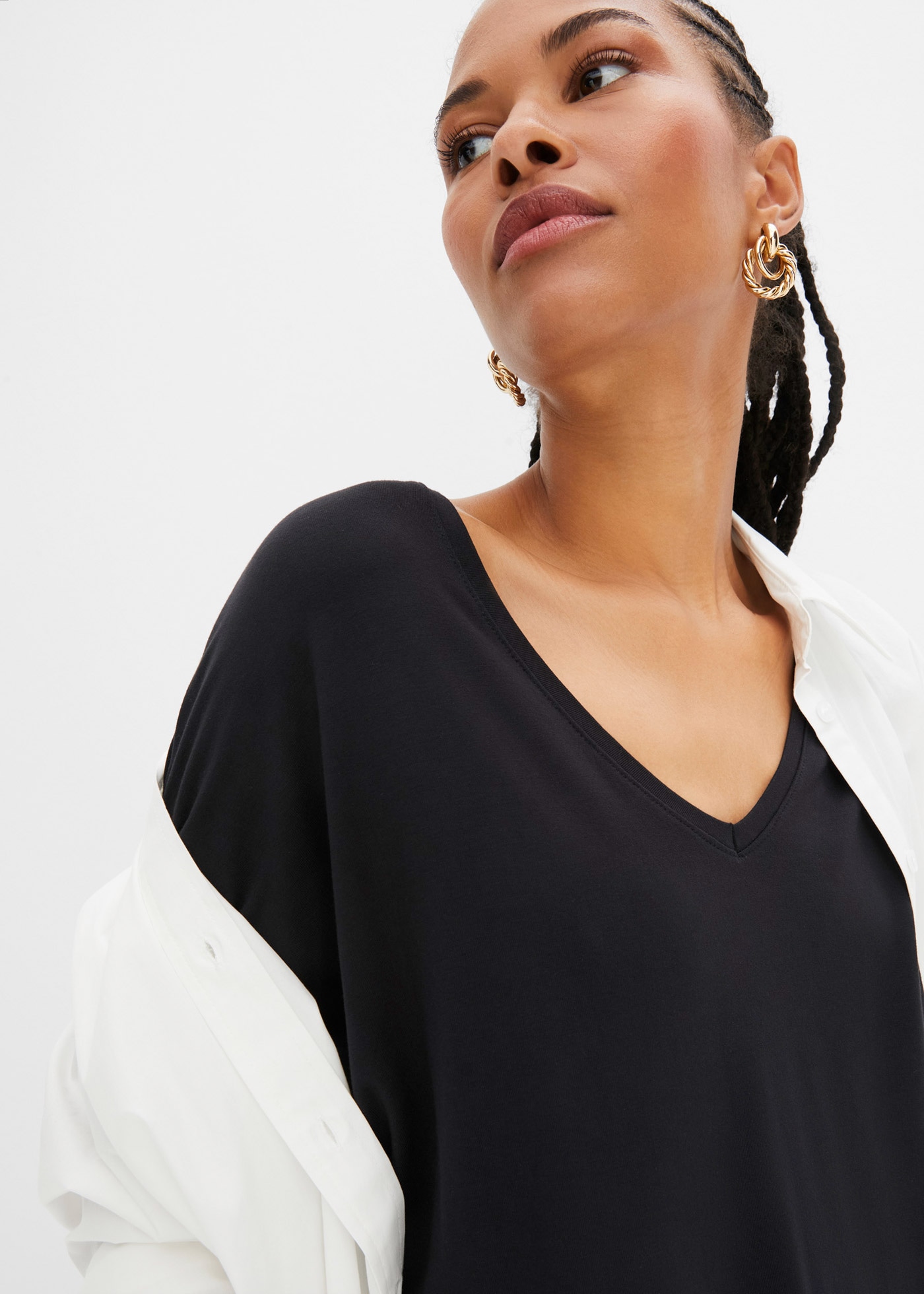 bonprix T-Shirt »Long-Shirt aus nachhaltigem Viskose-Mix« Oversize-Passform, Halbarm-Design, aus Viskose-Mix mit Elasthan