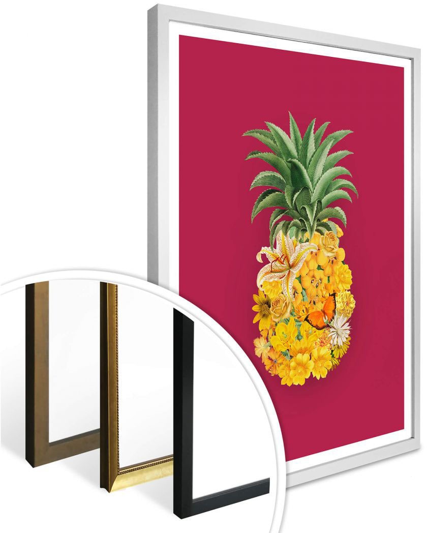 Wall-Art Poster »Ananas Blume Pink«, Blumen, (1 St.), Poster ohne Bilderrahmen