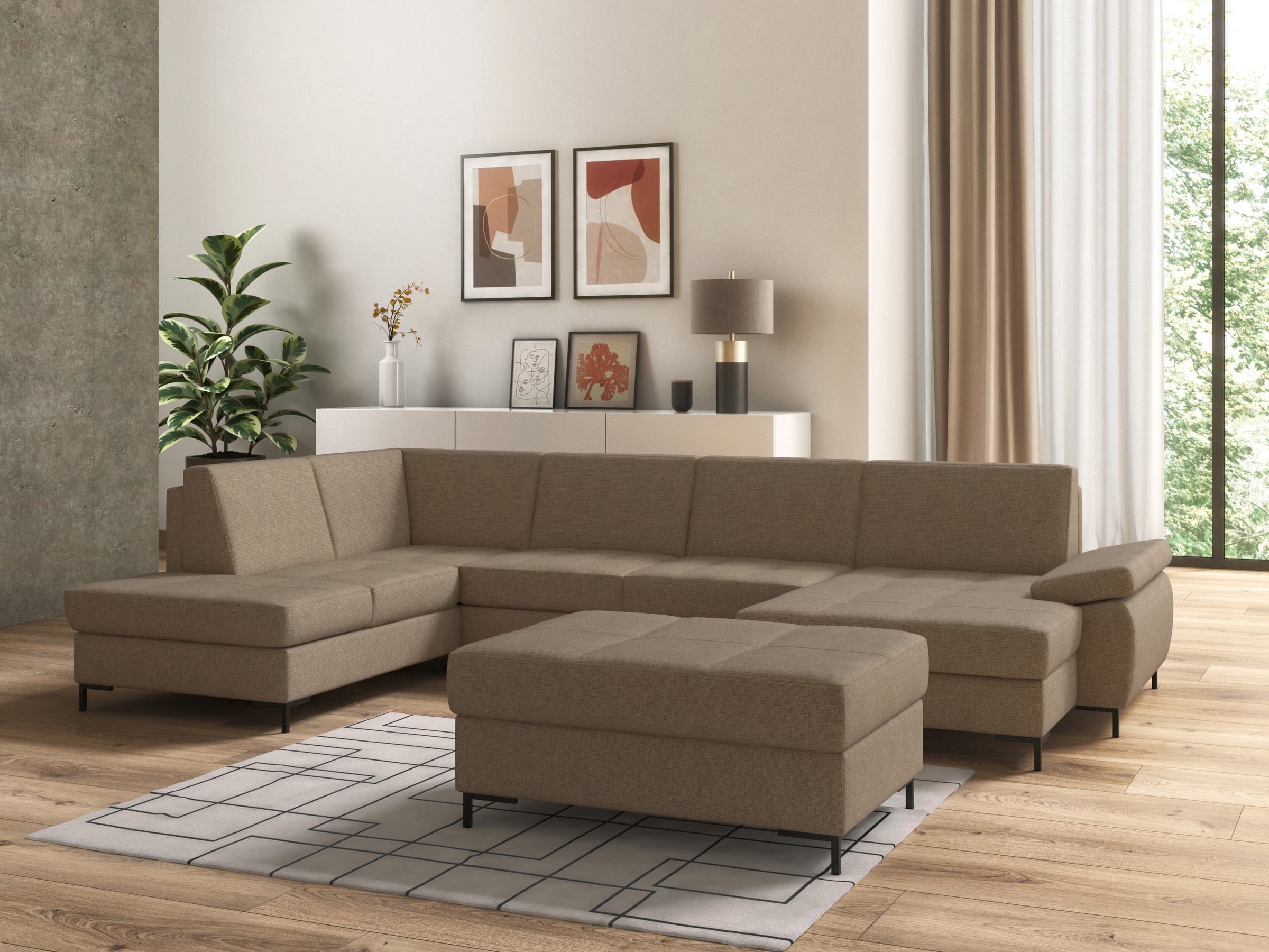 DOMO collection Wohnlandschaft »Capelo U-Form«, mit Armteilverstellung, wahlweise mit Bettfunktion, Federkern