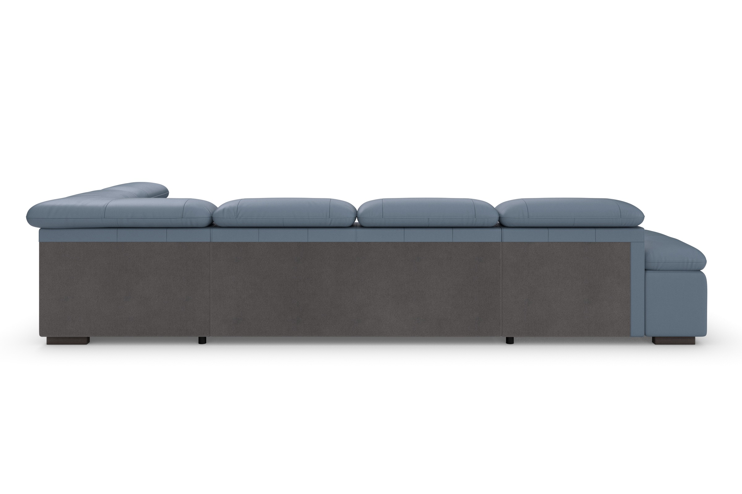 Wohnlandschaft HOME AFFAIRE "Alberto U-Form", blau (graublau), B:350cm H:73cm T:228cm, Luxus-Microfaser in Lederoptik (100% Polyester);Microfaser in Antiklederoptik (100% Polyester);Luxus-Microfaser Vintageoptik (100% Polyester);Luxus-Microfaser weich (90 6