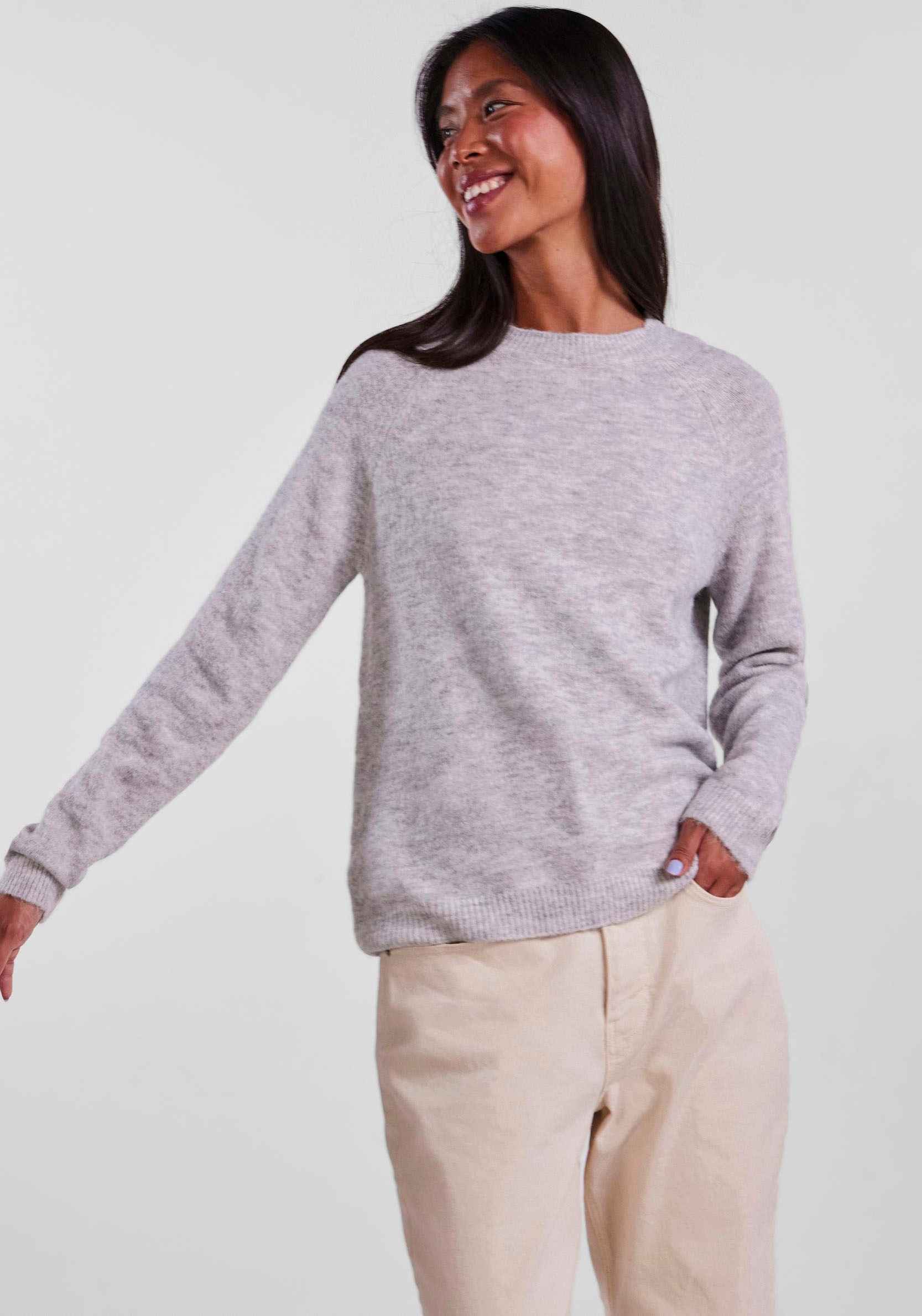 pieces Gebreide trui PCJULIANA LS O-NECK KNIT NOOS BC