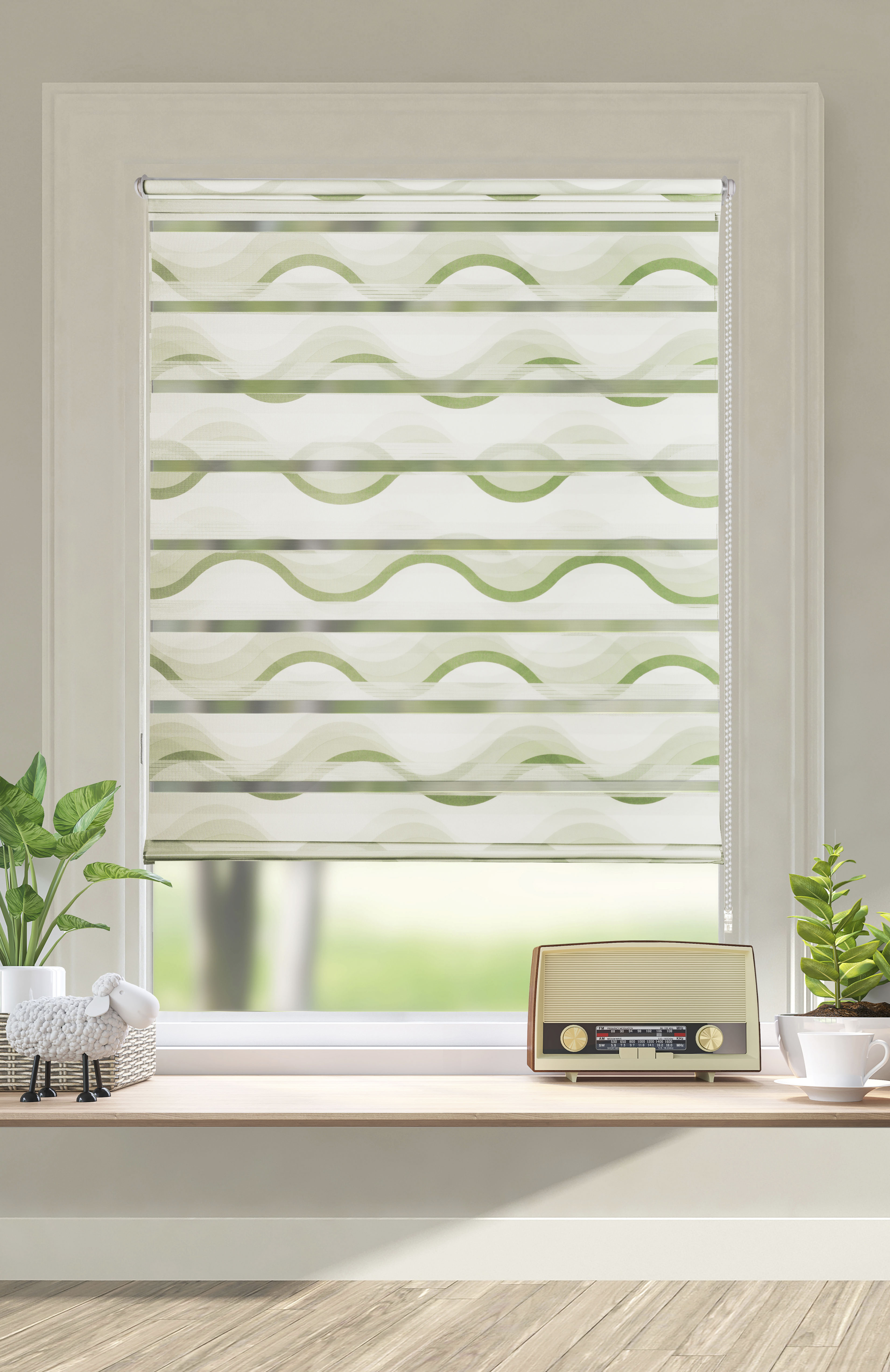 OTTO home Doppelrollo "Welle" Lichtschutz Sichtschutz Verdunkelung ohne Bohren freihängend Fixmaß, Klemmfix-Duo-Rollo, Rollo "Welle", für Fenster