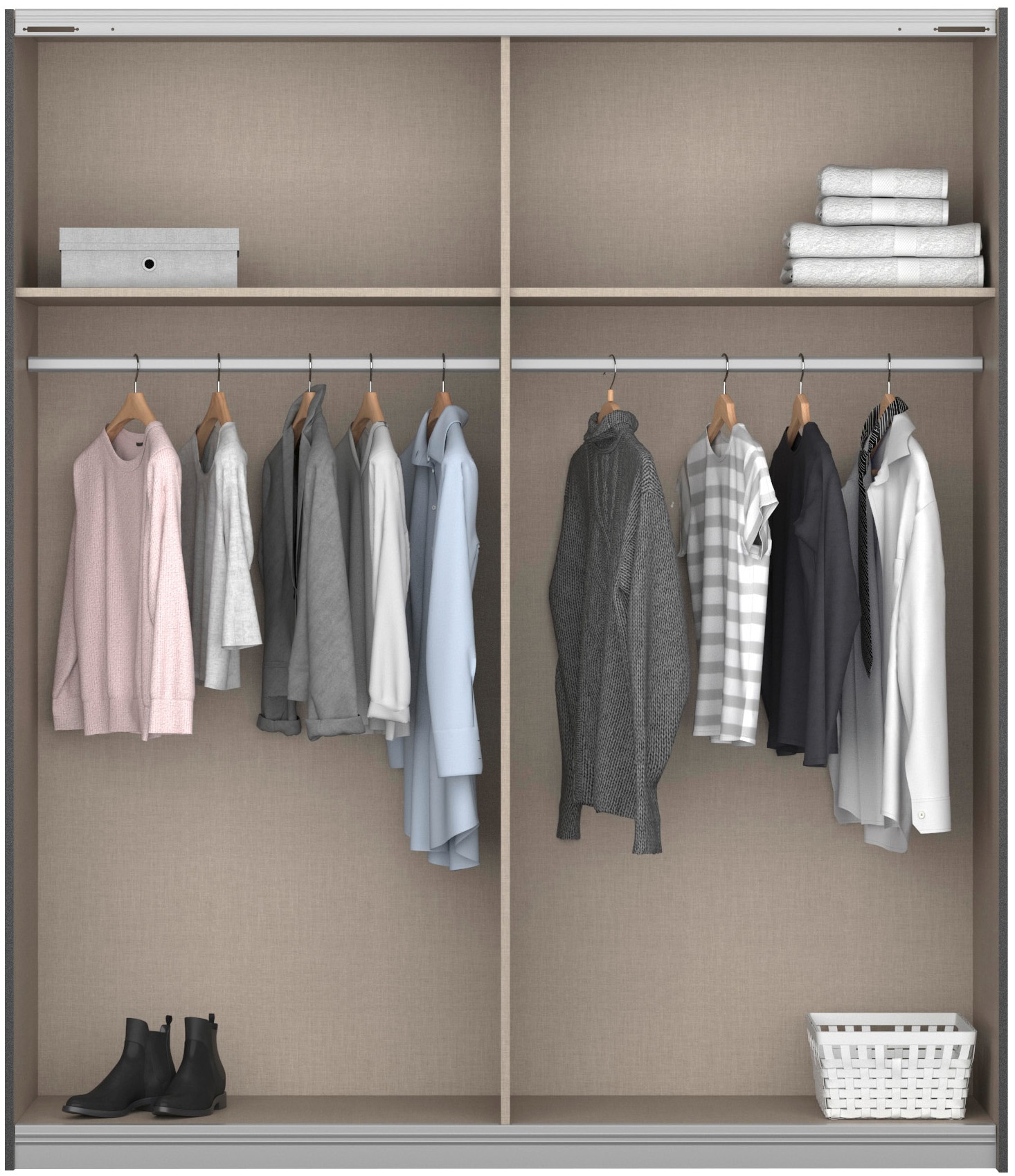 rauch Schwebetürenschrank »Kleiderschrank Schrank Garderobe BARCELONA«, in modernem Farbmix mit viel Stauraum MADE IN GERMANY