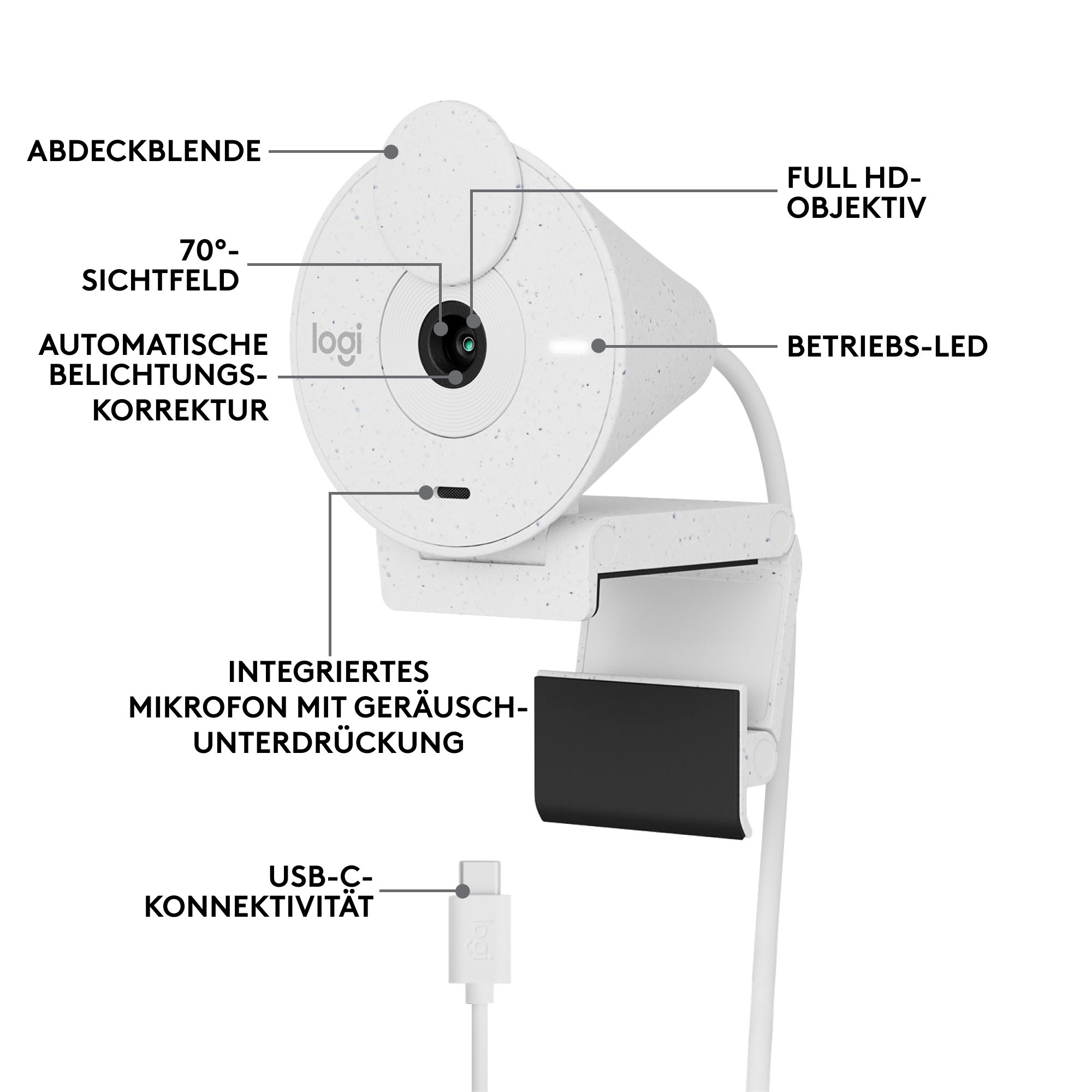 Logitech Webcam »BRIO 300«, Full HD, Mikrofon-Reichweite: Bis zu 1,22 m