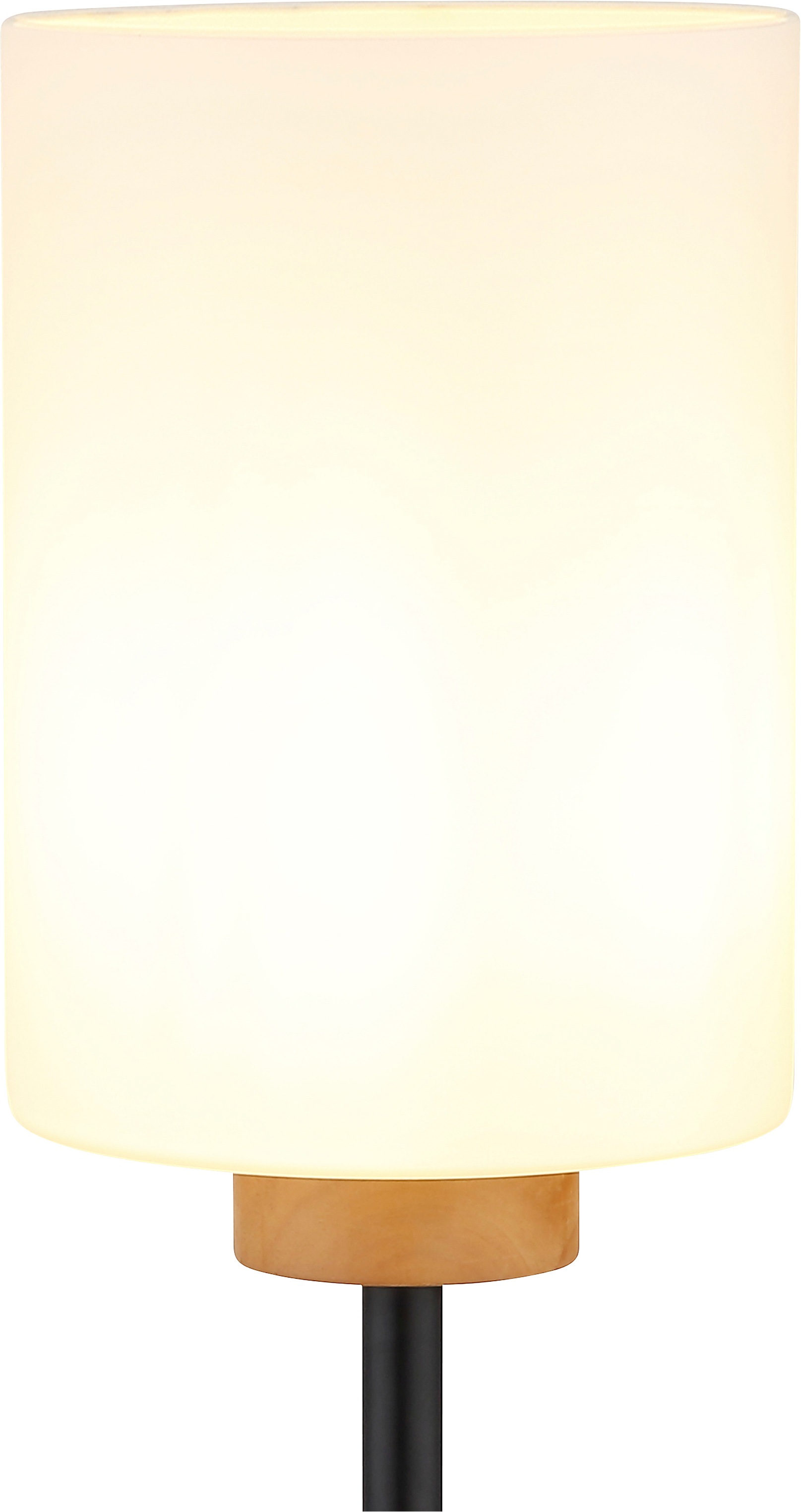 GLOBO LIGHTING Stehlampe »ROWENA« E27 1 Stk. Stehleuchte schwarz & Holz, Fußschalter, warmes Licht, elegant