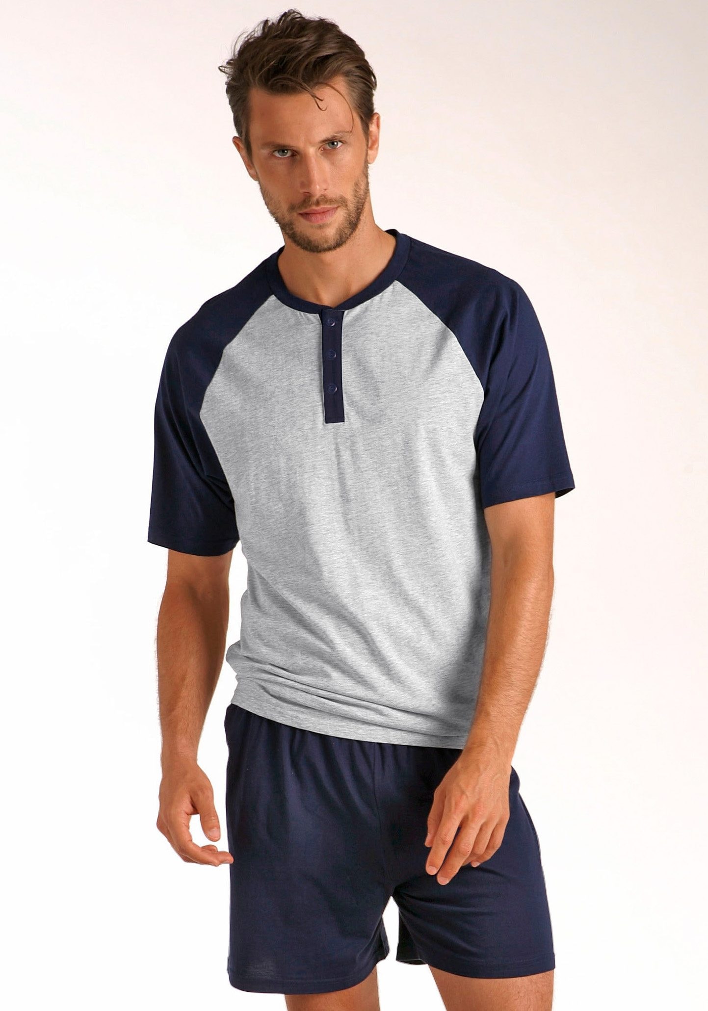 le jogger® Pyjama, (Packung, 4 tlg., 2 Stück), in kurzer Form, mit Raglanärmeln
