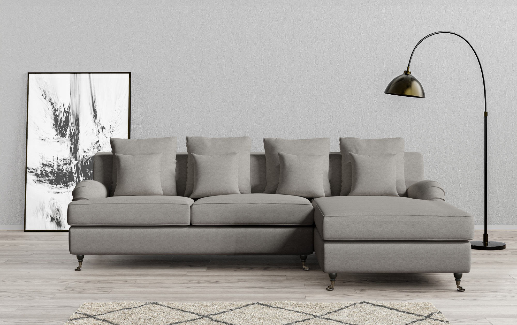 Guido Maria Kretschmer Home&Living Ecksofa »NORIN L-Form«, zwei Fußarten: vorne - Rollen, hinten - Holzfüße