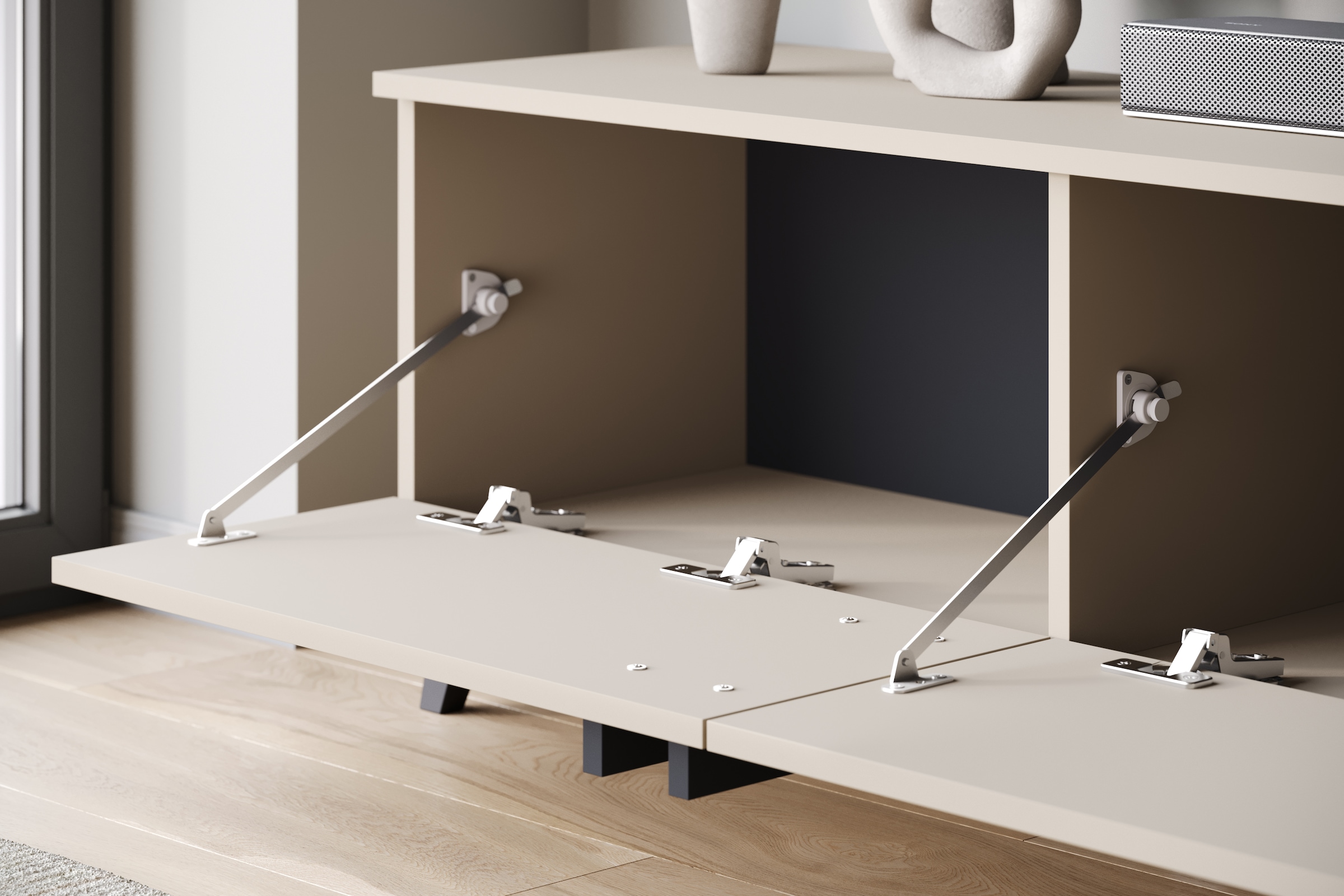 INOSIGN Lowboard »Helsinki, TV-Kommode Breite 180cm«, (1 St.), modernes Design, 3 Klapptüren