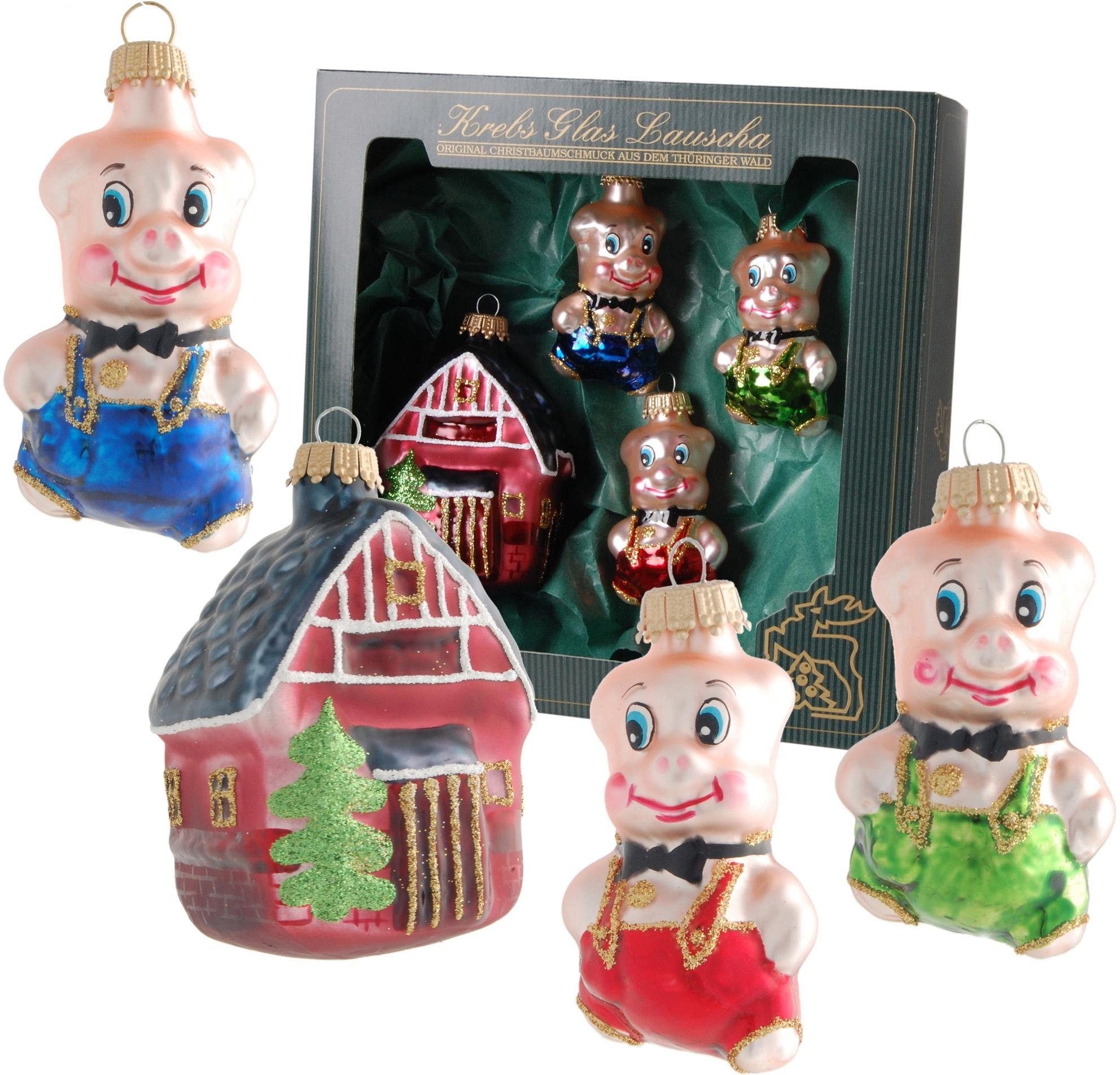 Krebs Glas Lauscha Christbaumschmuck tlg.), Christbaumschmuck«, »Die | 4 kleinen 3 kaufen Schweinchen, (Set, Weihnachtsdeko, BAUR mundgeblasen