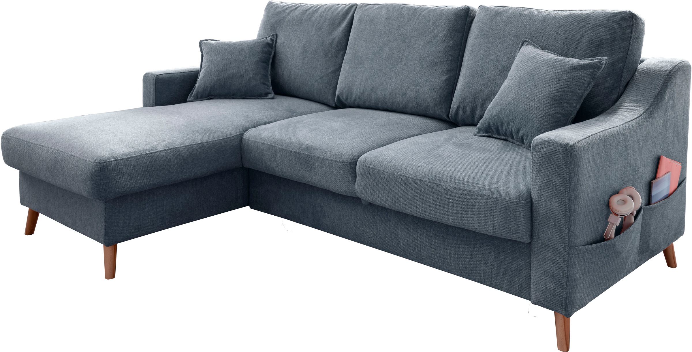 INOSIGN Ecksofa "Valentina L-Form", 2 Zierkissen, mit Seitentasche, auszieh günstig online kaufen