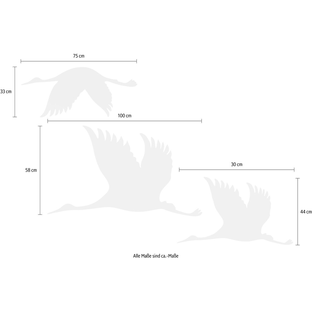 Wall-Art Wanddekoobjekt »Pappel - Kraniche - Vogelschwarm 01«