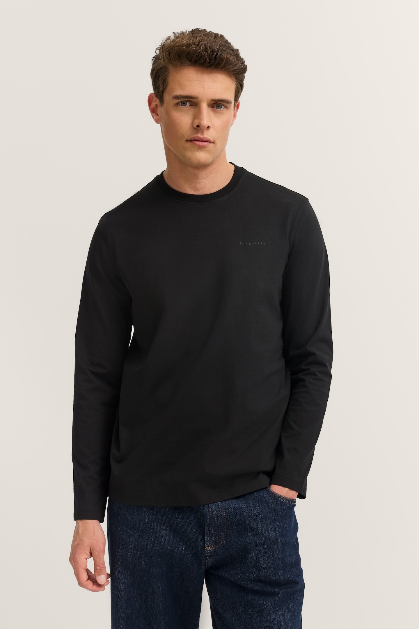 bugatti Longsweatshirt "Rundhals", im Modern Fit aus Baumwolle günstig online kaufen