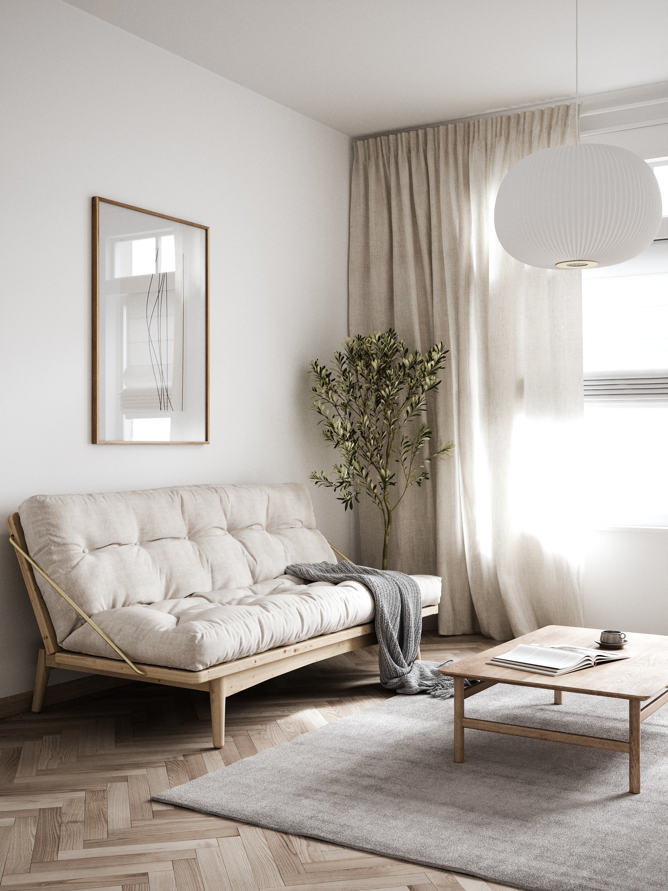 Karup Design Schlafsofa »Folk«, aus massiven Kiefernholz, inkl. Futonmatratze