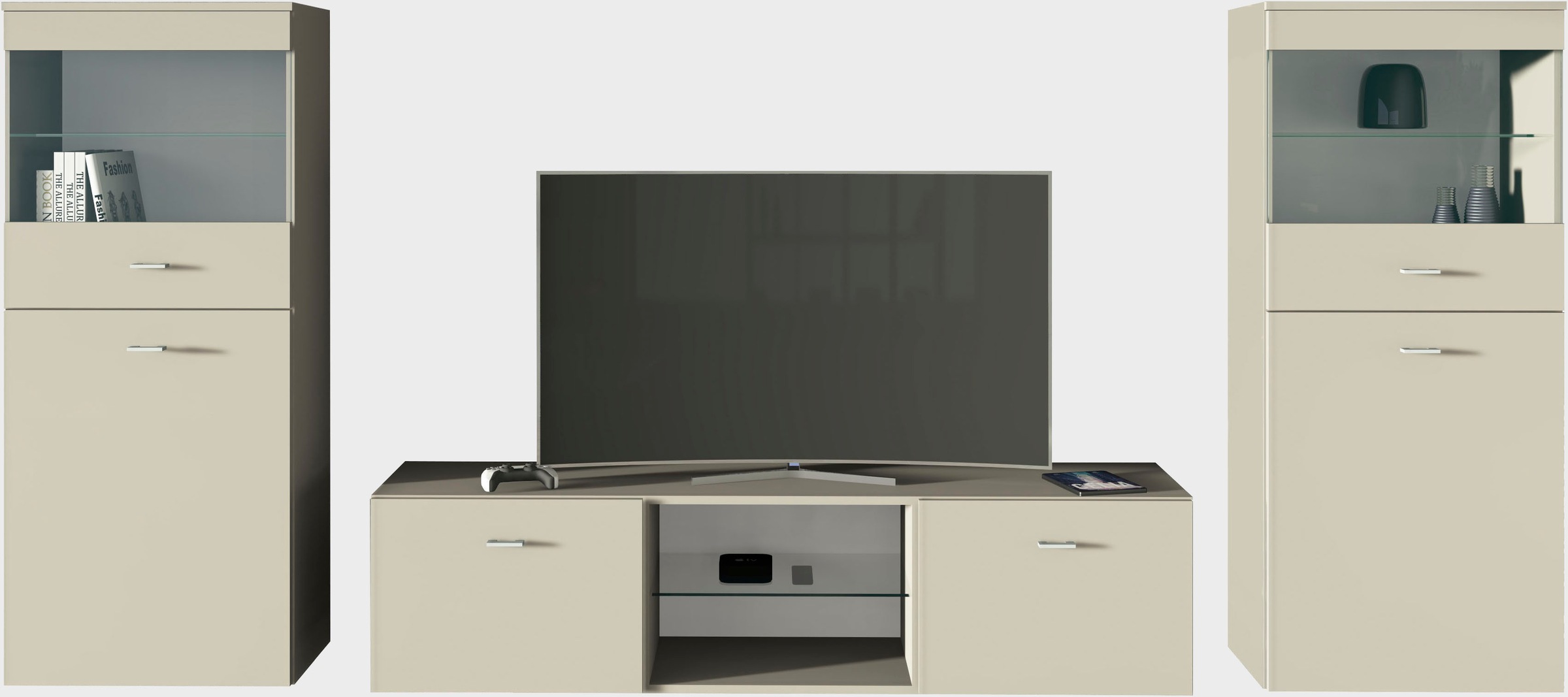 borchardt Möbel Wohnwand "Scala, moderne Mediawand mit Vitrinen und Lowboar günstig online kaufen