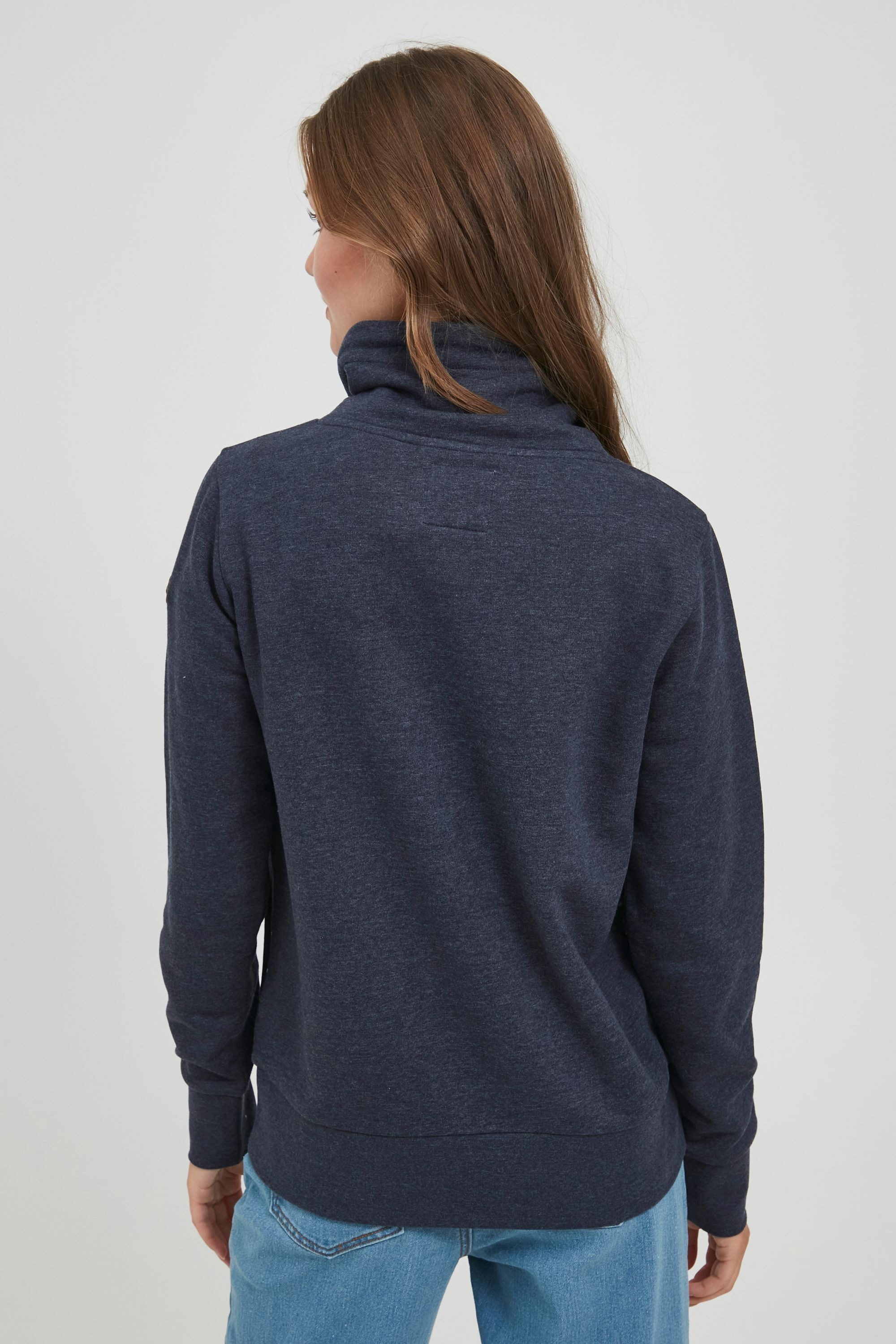 Kapuzenpullover OXMO "Kapuzenpullover OXUdine", Damen, Gr. S, blau (total eclipse melange), Obermaterial: 60% Baumwolle CO. 40% Polyester PES., Pullover Kapuzenpullover 3