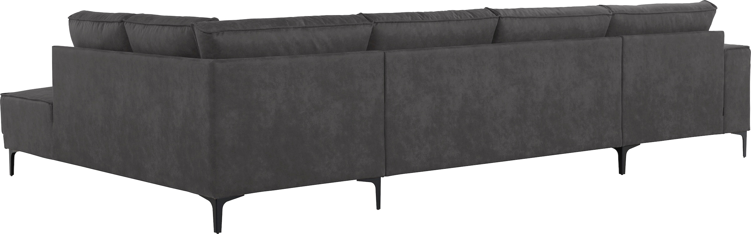 Places of Style Wohnlandschaft »XXL Sofa Oland, Struktur, Flachgewebe, Luxus-Microfaser, Boucle«, U-Form, 345 cm, Wellenunterfederung, Skandi-Design, Metallfüße