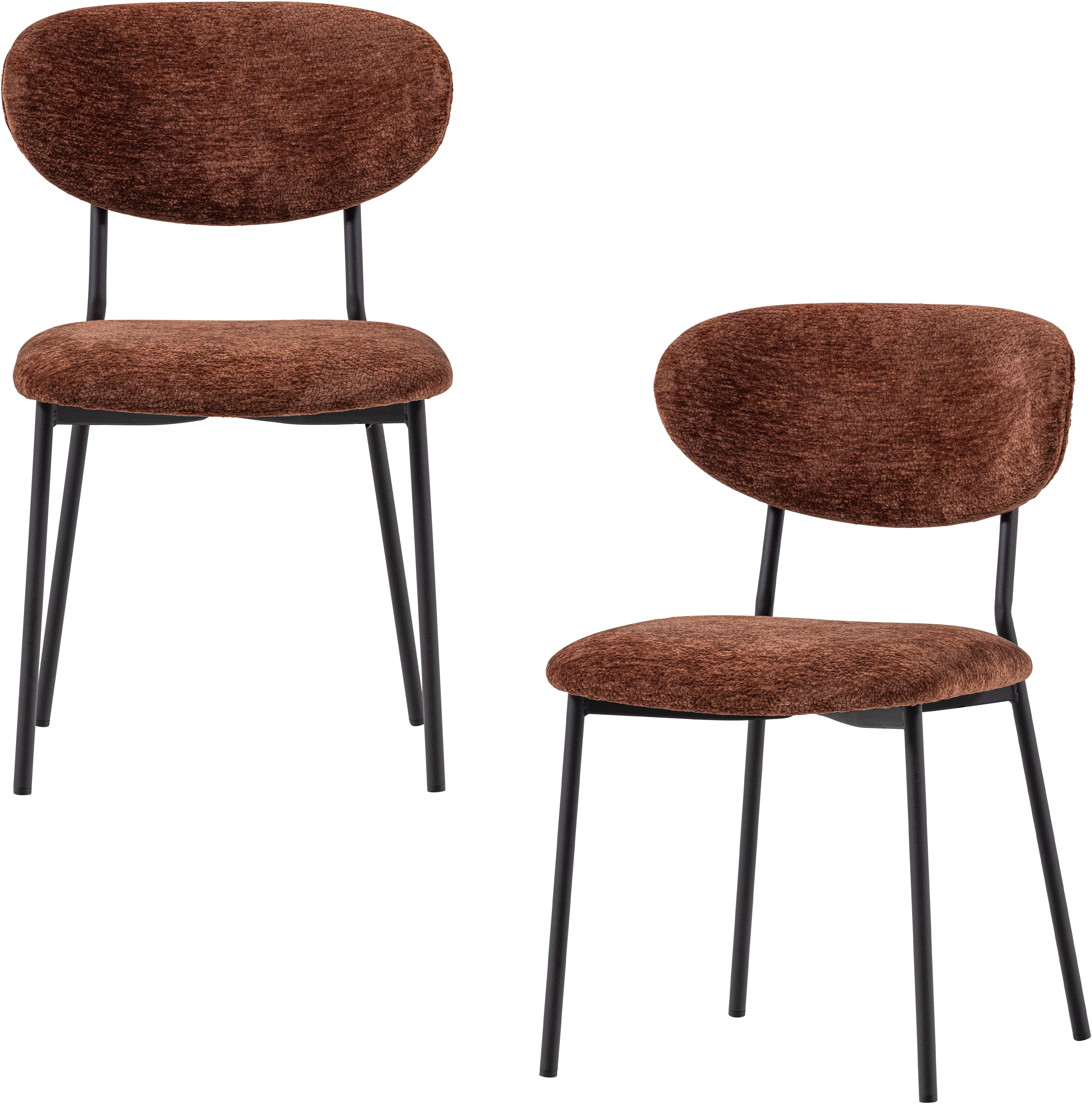WOOOD Esszimmerstuhl "Kjeld stapelbar mit Bezug und Metallgestell, B 47 x T 53 x H 79 cm" (Set) 2 Stk.(2er Set) Chenille, Geringe Verschleißfestigkeit, Tragkraft 120 kg