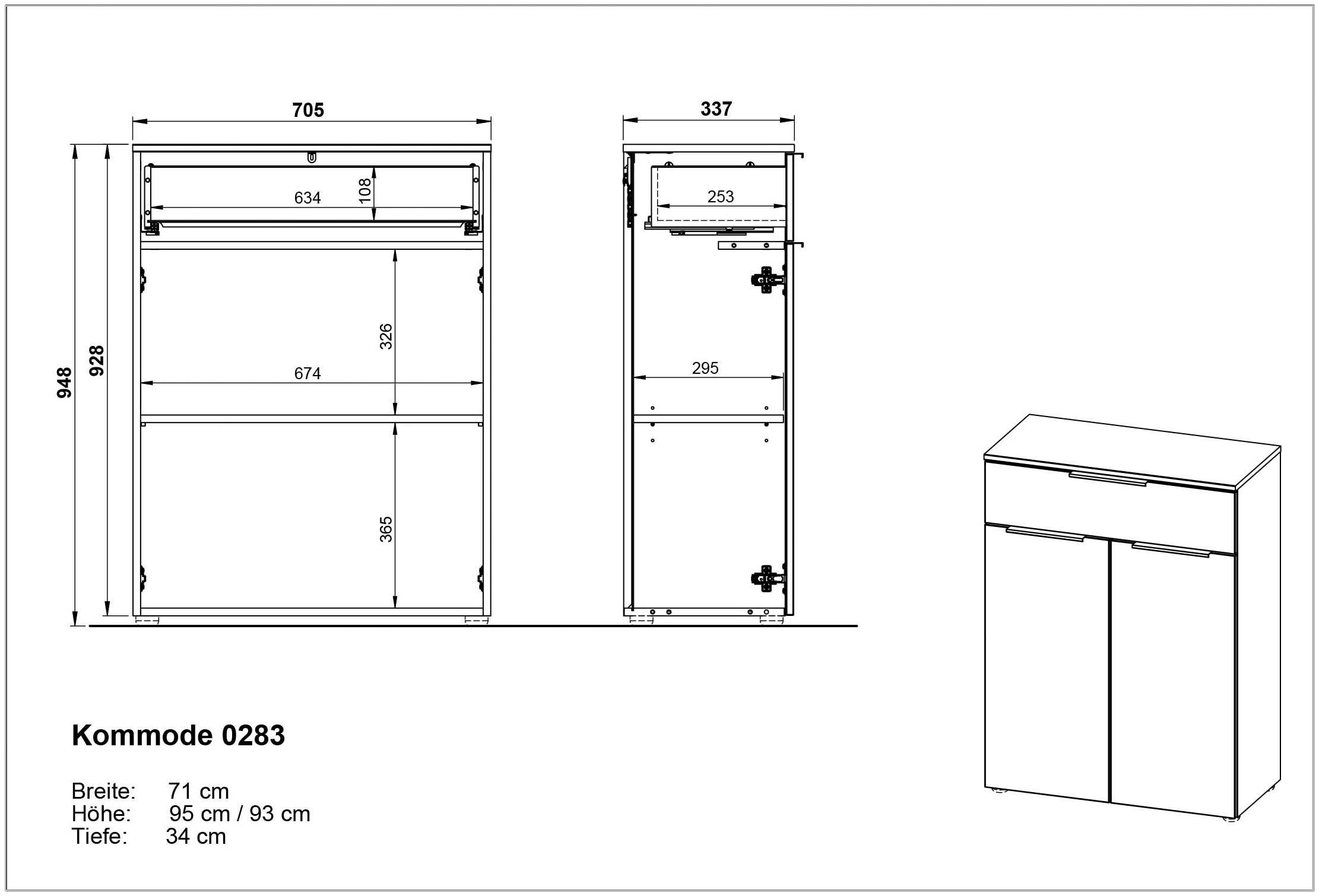 ohne verpackt BAUR GERMANIA Midischrank Styropor »Crandon«, Umweltfreundlich, |